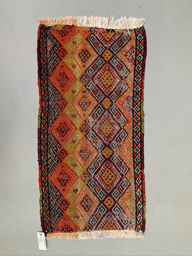 Vintage Turkish Mini Kilim 104×51 cm Wool Small Kelim Runner, shabby Chic
