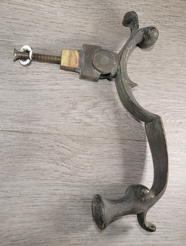 Entry Thumb Latch Exterior Door Pull 8″ With Knocker Mid Century Heavy Bronze