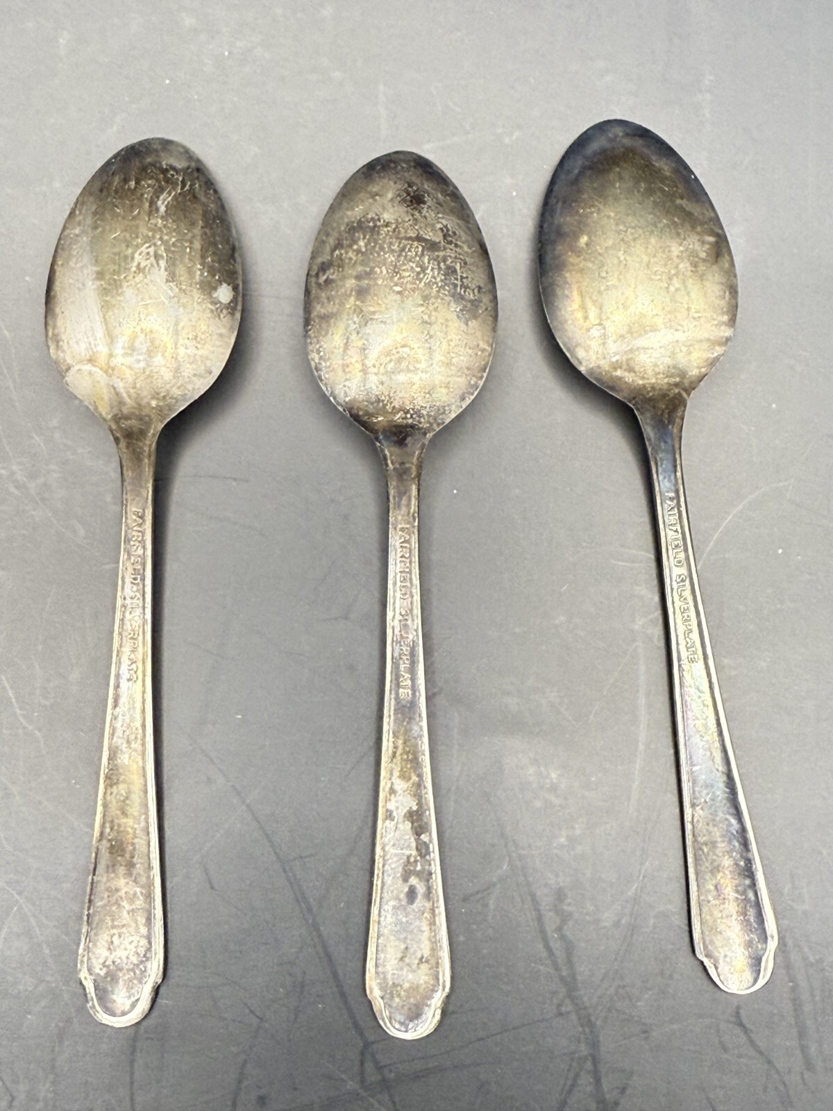Vintage Fairfield Tulip Pattern Silver Plate Small Art Deco Teaspoons Set of 5