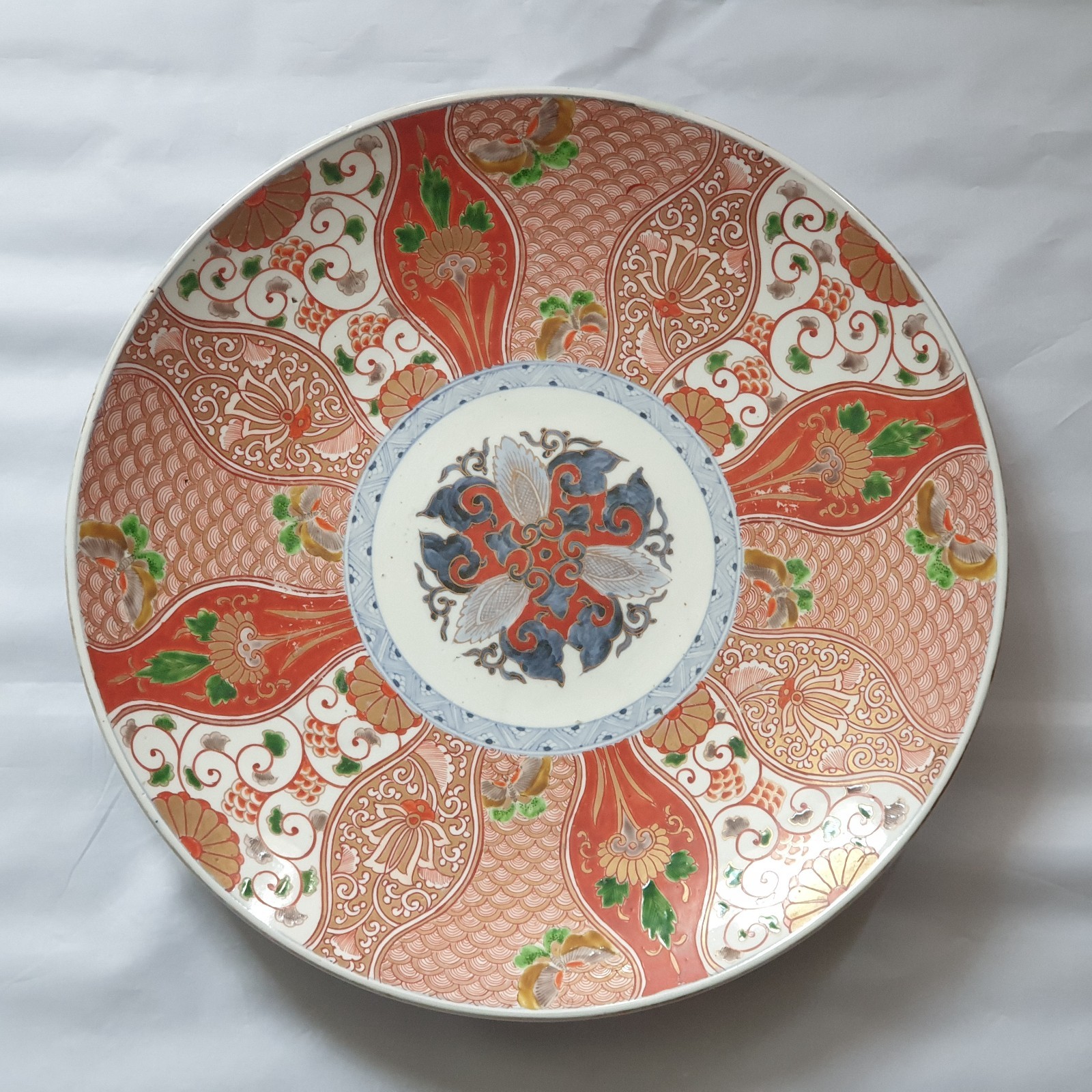 Japanese Arita Imari Porcelain Charger 40cm Hand Painted Meiji Period