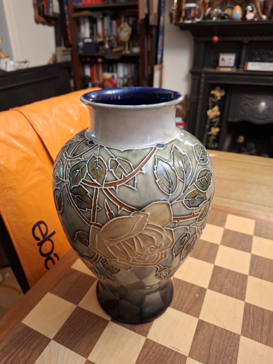 Royal Doulton Tubeline Rose Decoration 7816S Stoneware Vase 12″ Florrie Jones FJ