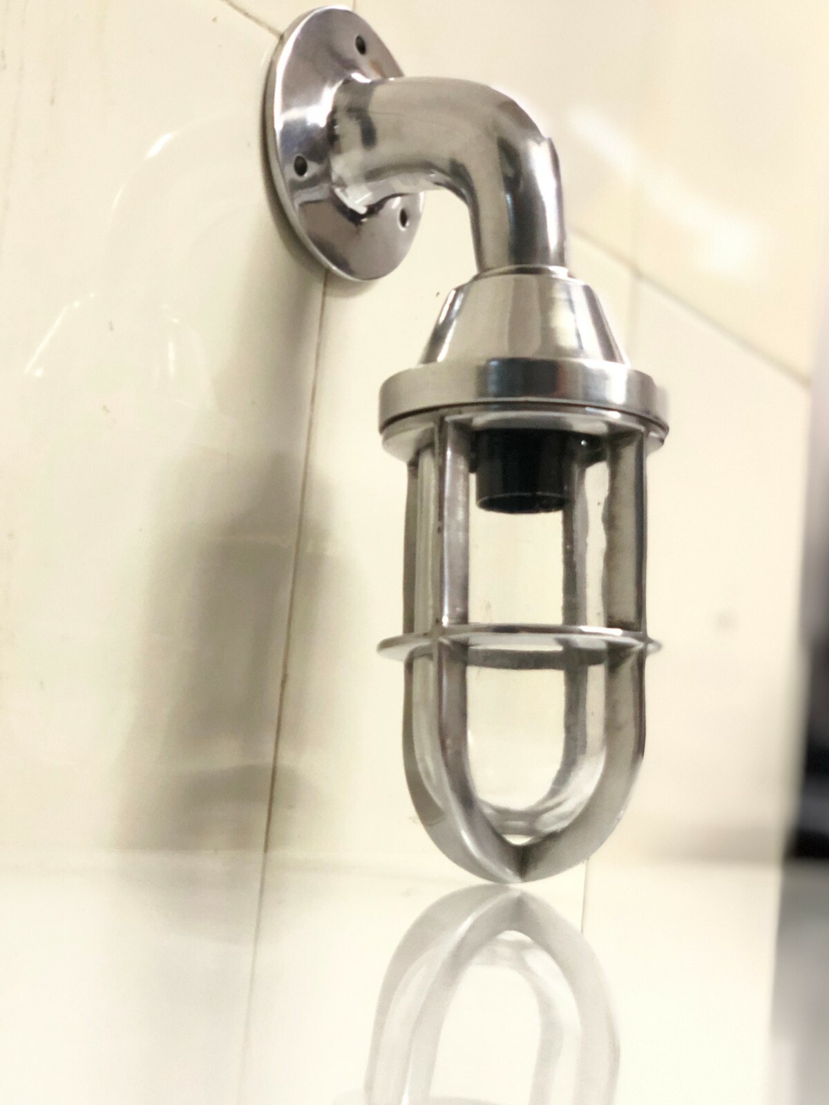 Ocean Sentinel Antique Aluminium Bulkhead Cage Swan Light – Small Nautical Décor