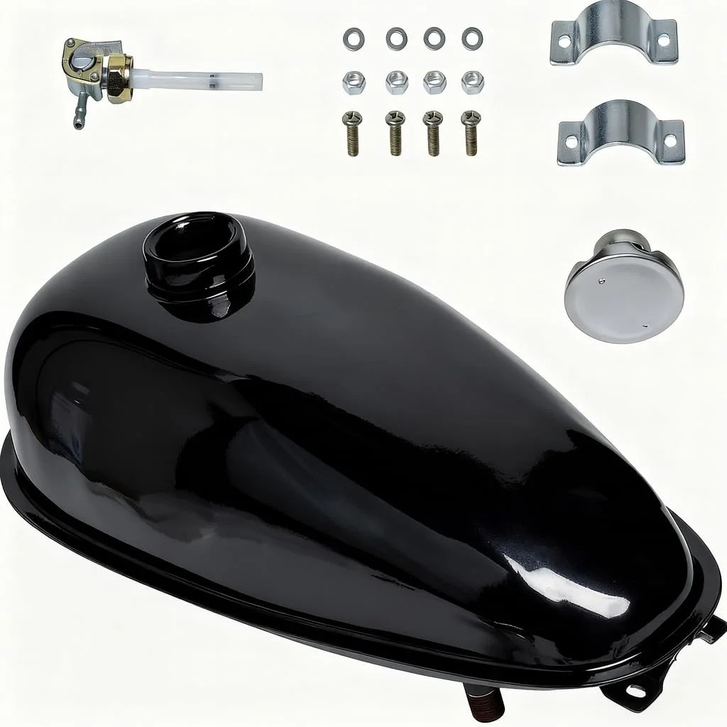 4L Steel Fuel Gas Tank with Cap, Fits for 49cc 50cc 60cc 66cc 80cc 90cc Engine M