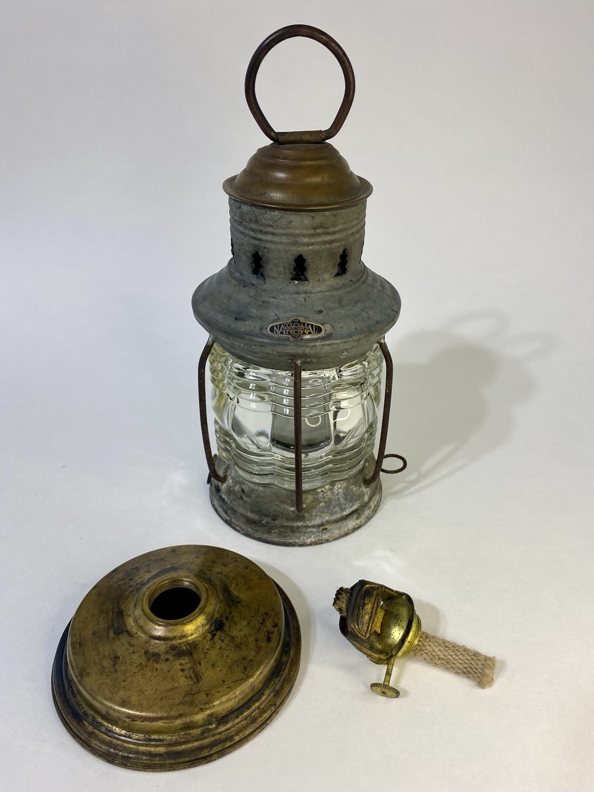 Antique National Marine Lamp Co Lantern Forestville CT Nautical Railroad Style