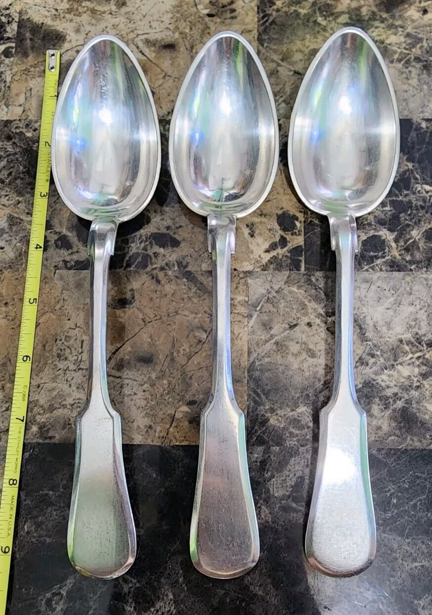 LOT OF 3 ANTIQUE GALW NORBLIN iSA POLISH SILVERPLATED “9 SPOONS TSAR EAGLE MARK