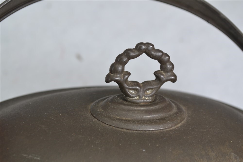 antique early dome lid oval tin pail bucket fancy 7x5x4 oval 18th c original