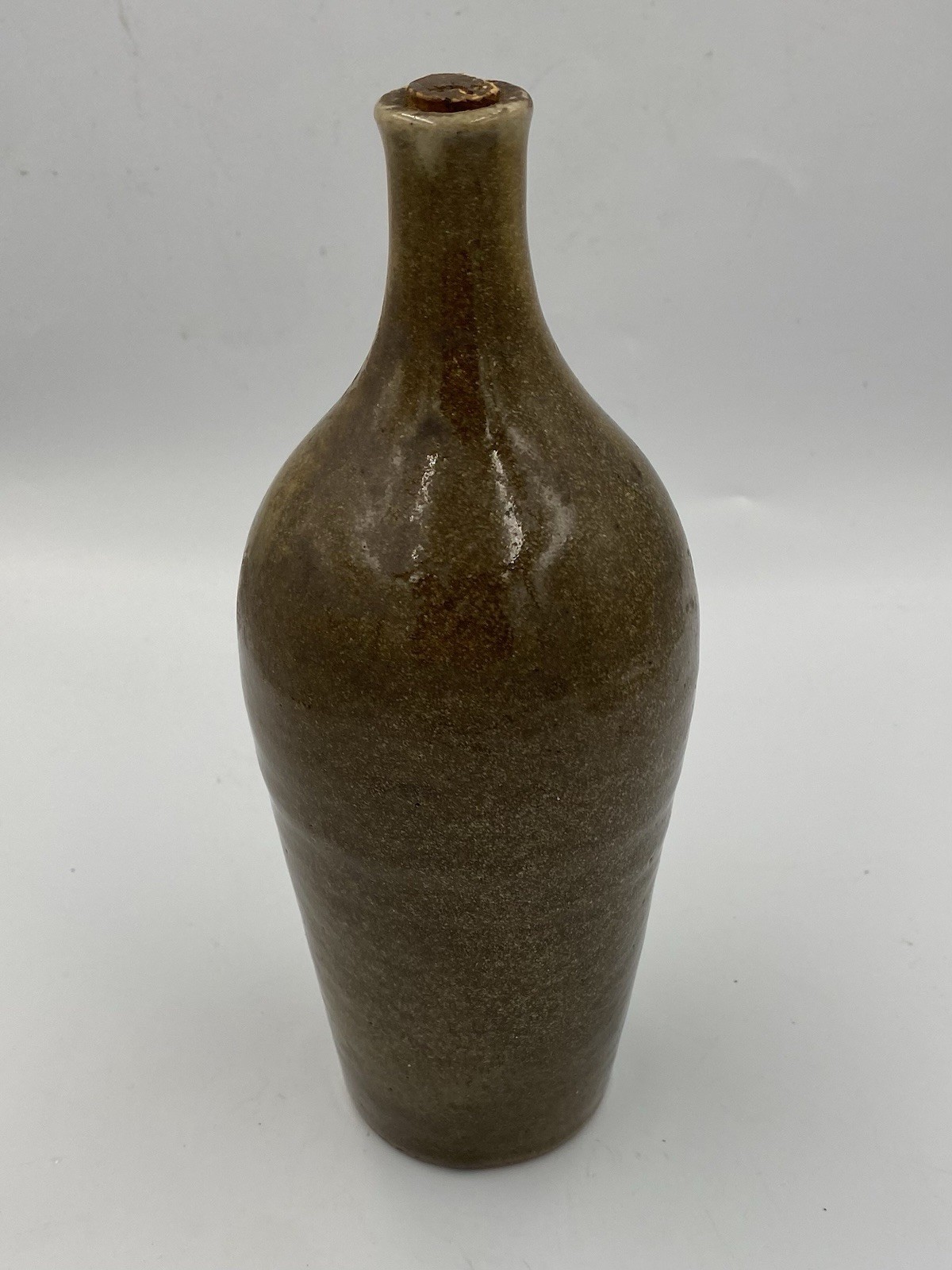 ANTIQUE 19thC Primitive Stoneware American-Made CAL Pottery WINE Bottle SIGNED