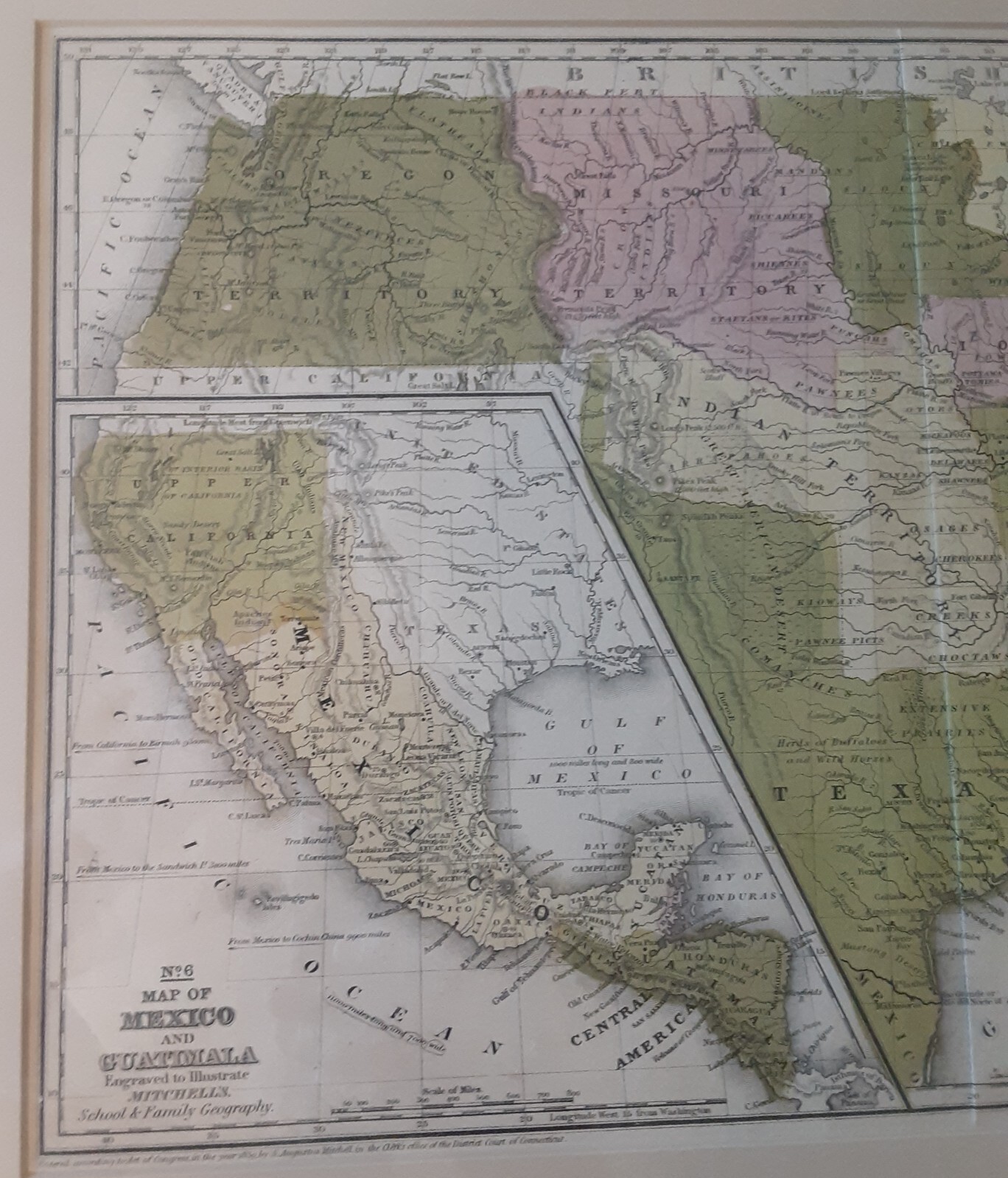Antique 1839 Mitchell Maps No. 4 US – Texas – Calif & No. 5 Mexico Guatemala