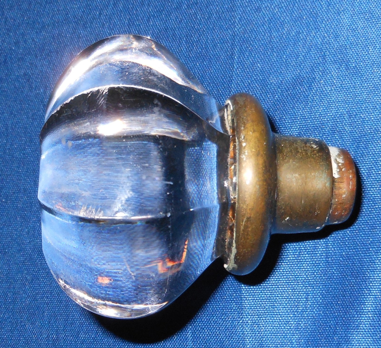 Vintage 8 Point Crystal Glass Victorian Single Door Knob 2.5″ Diameter