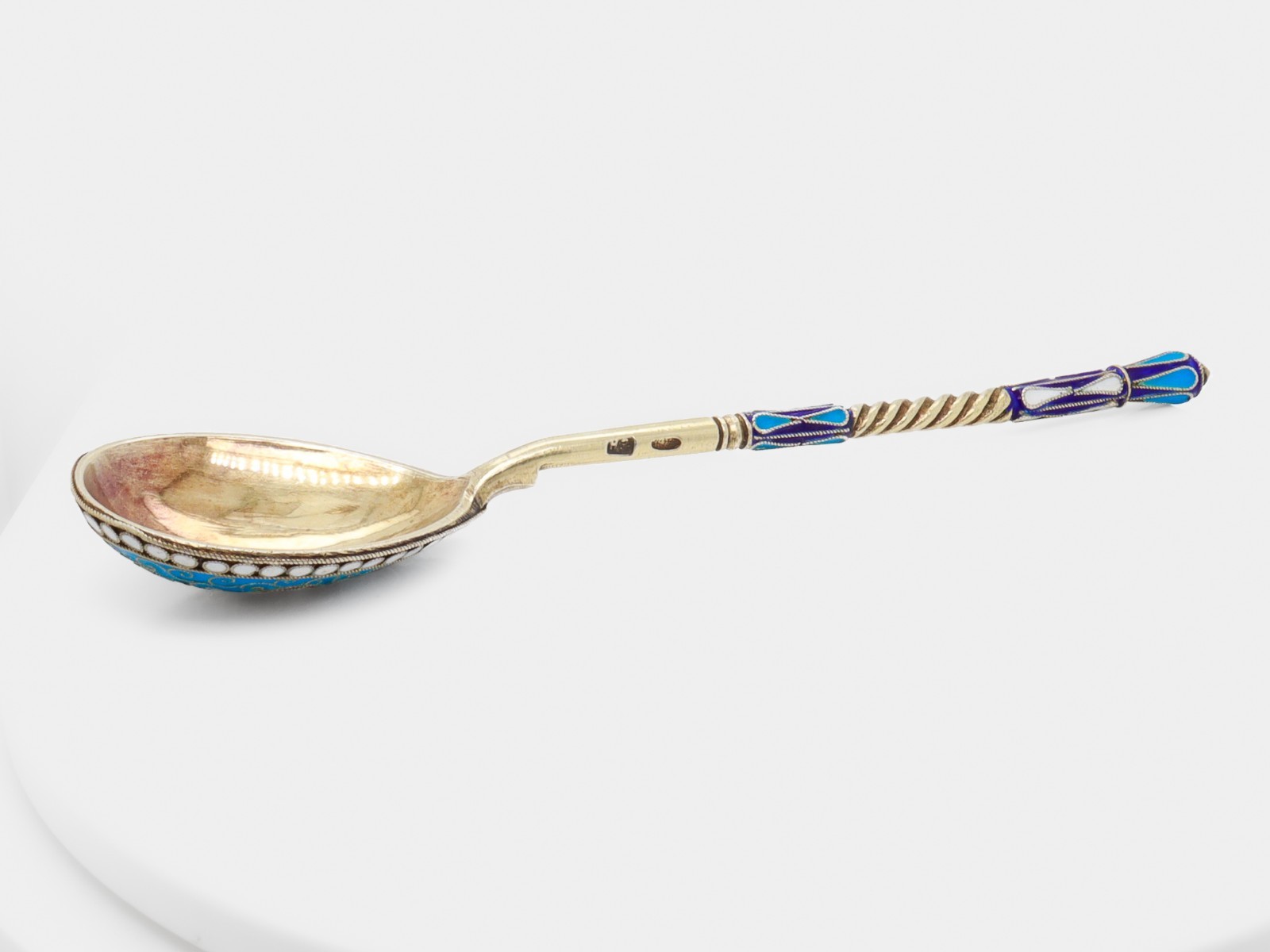 Antique 19th Century Russian Imperial Silver & Cloisonne Enamel Spoon