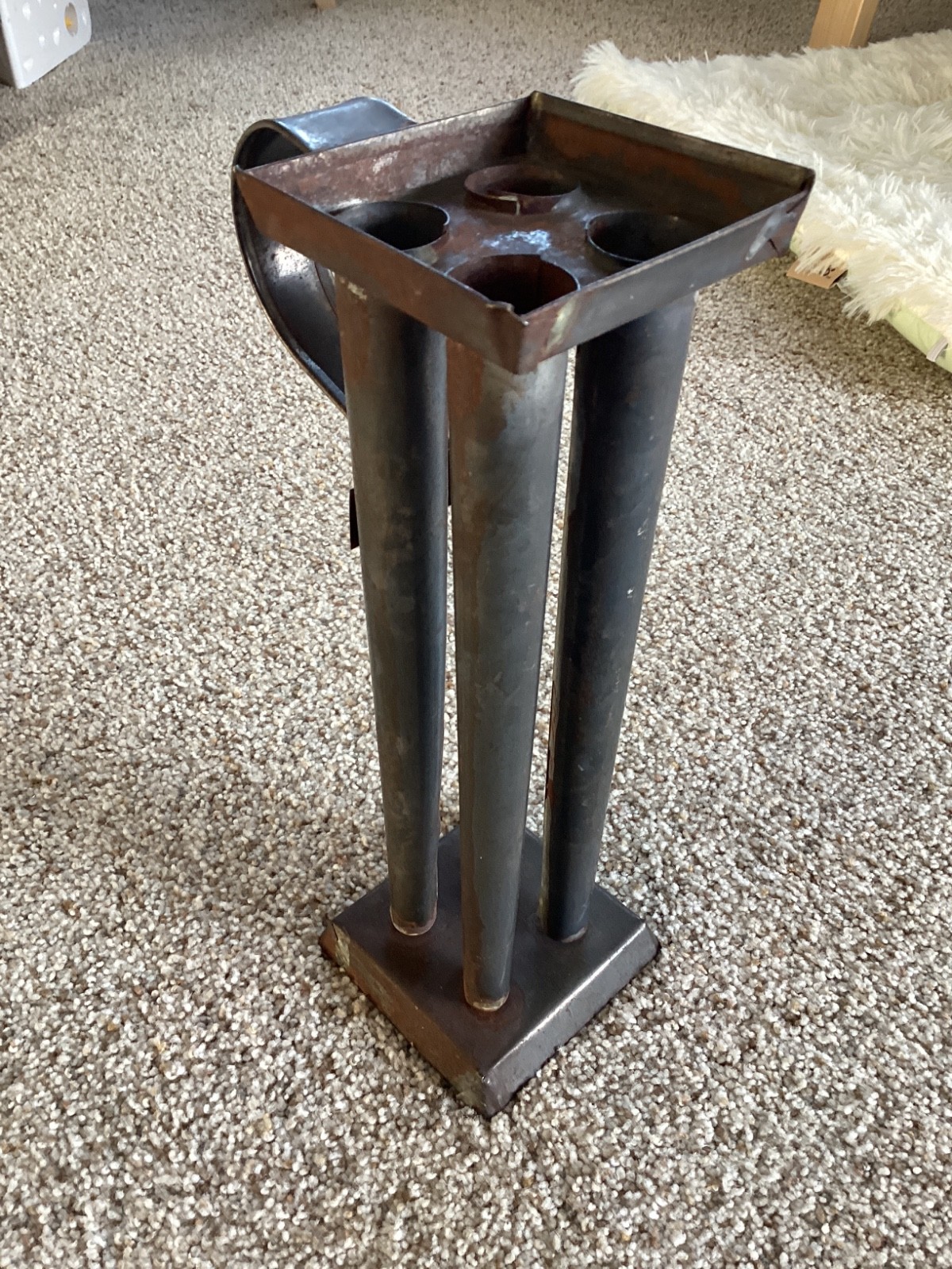 Antique Tin Metal 4-Hole Tapered Soldered Large Candle Mold 10.75″