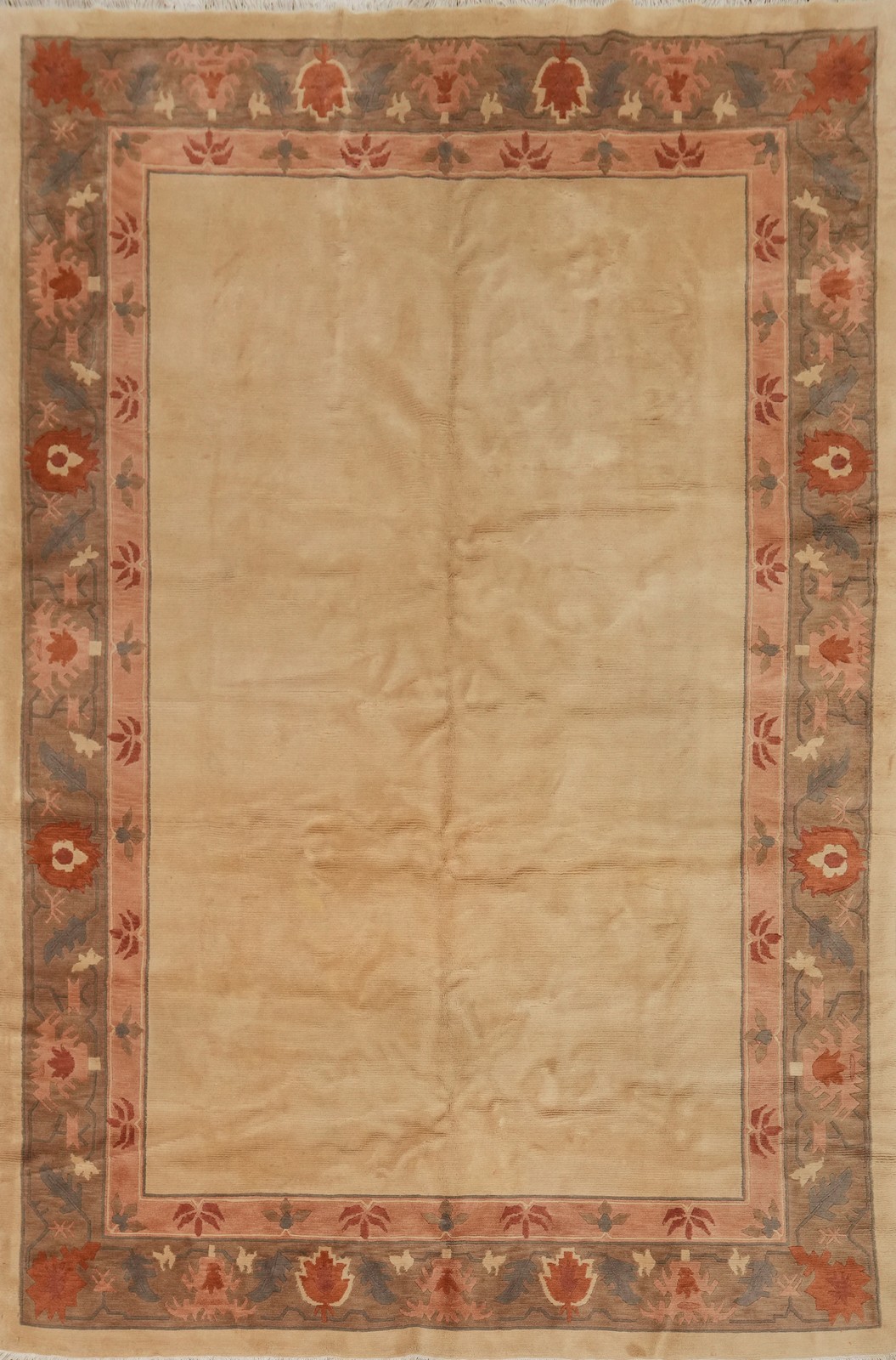 Handmade Bordered Vintage Wool Nepalese Large Rug 10×14 Ft Traditional Carpet