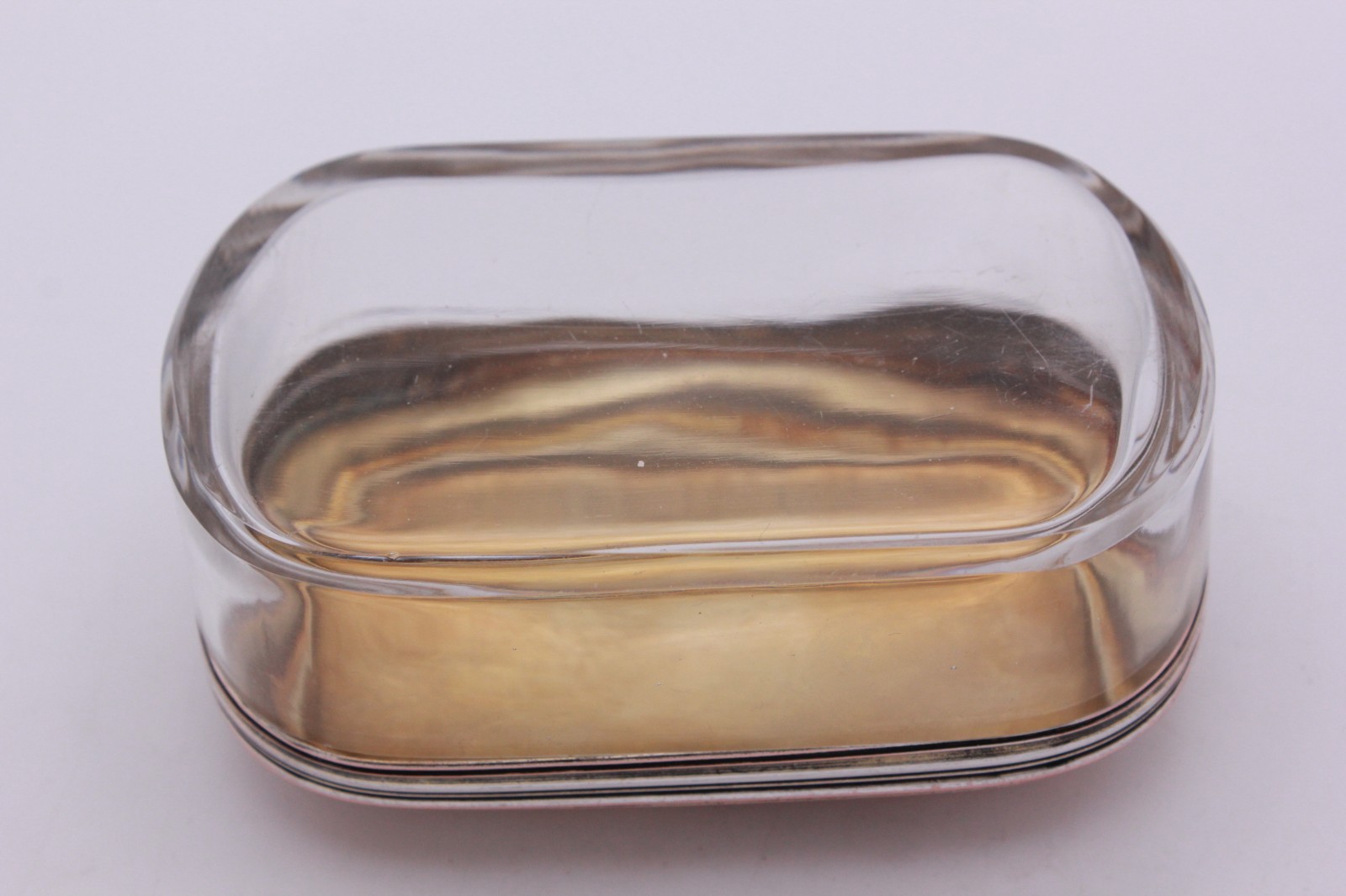 French 19th century oval travelling jar with lid, makers mark stamped. (F)