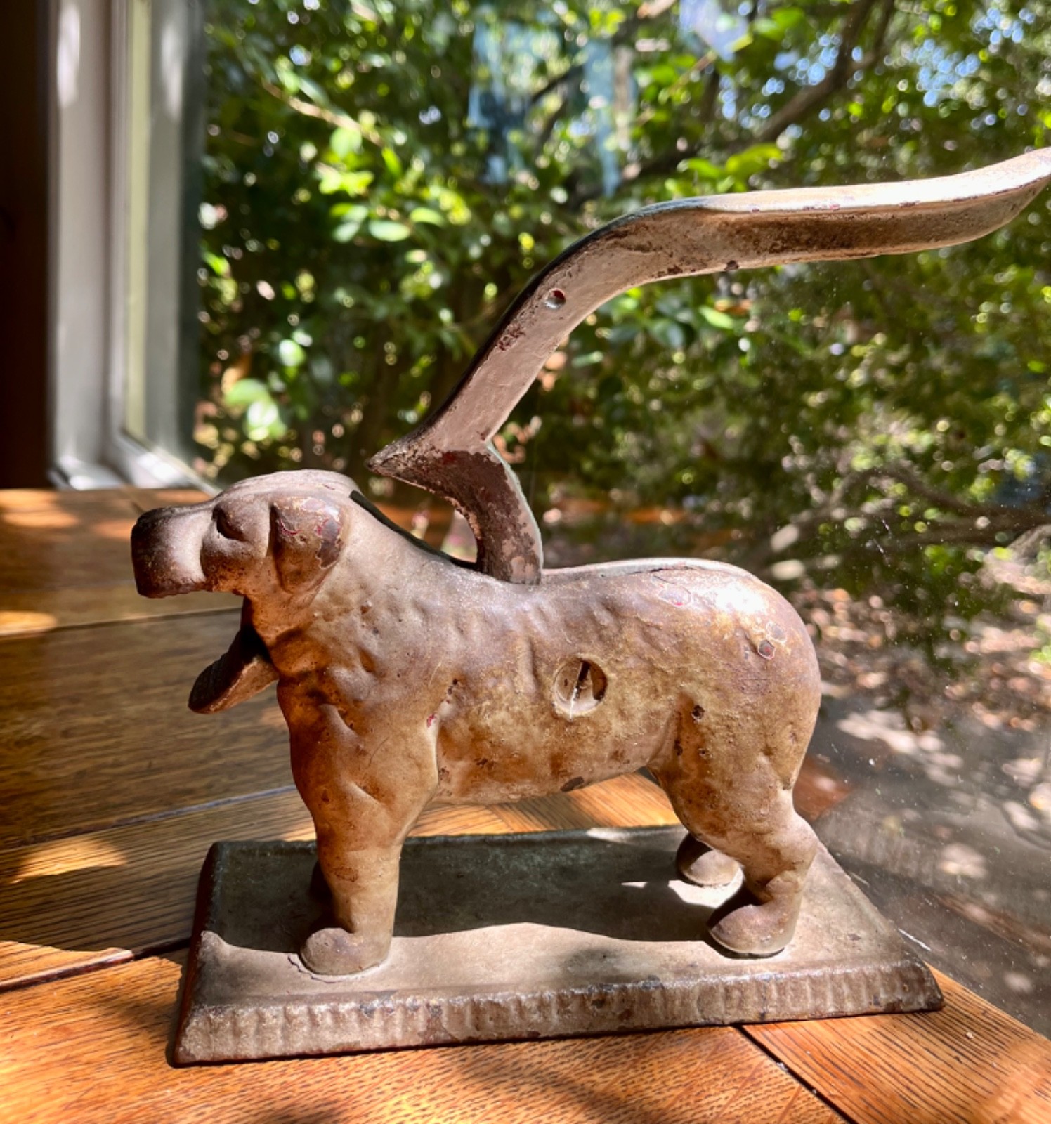 Antique Vintage Cast Iron Bull Dog Mastiff Nut Cracker Nutcracker Working W/Base