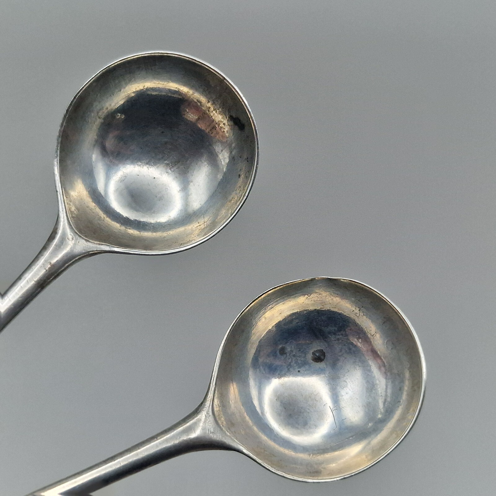 Pair of Solid Silver Salt/Mustard Spoons by Hester Bateman 1780