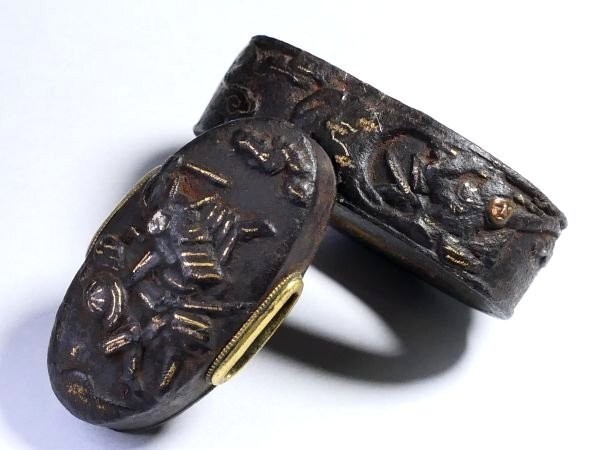 Fuchigashira Japan Antiques Japanese Swords Edo Period Copper Genpei War Hikone