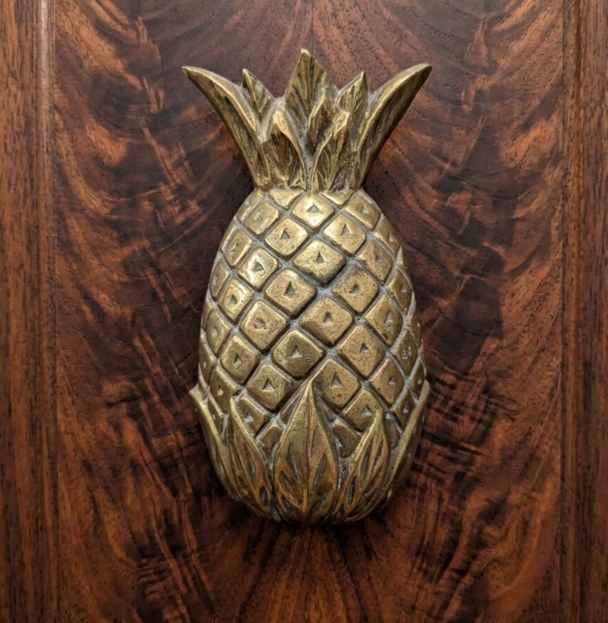 Vintage Penco Solid Brass Pineapple Door Knocker Heavy Patina Hospitality
