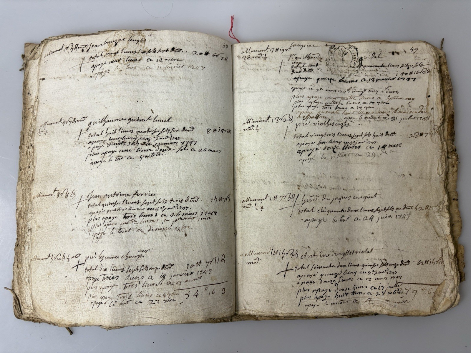 18th Century Manuscript Ledger 1700’s Book FRANCE • EXTREMELY RARE FIND