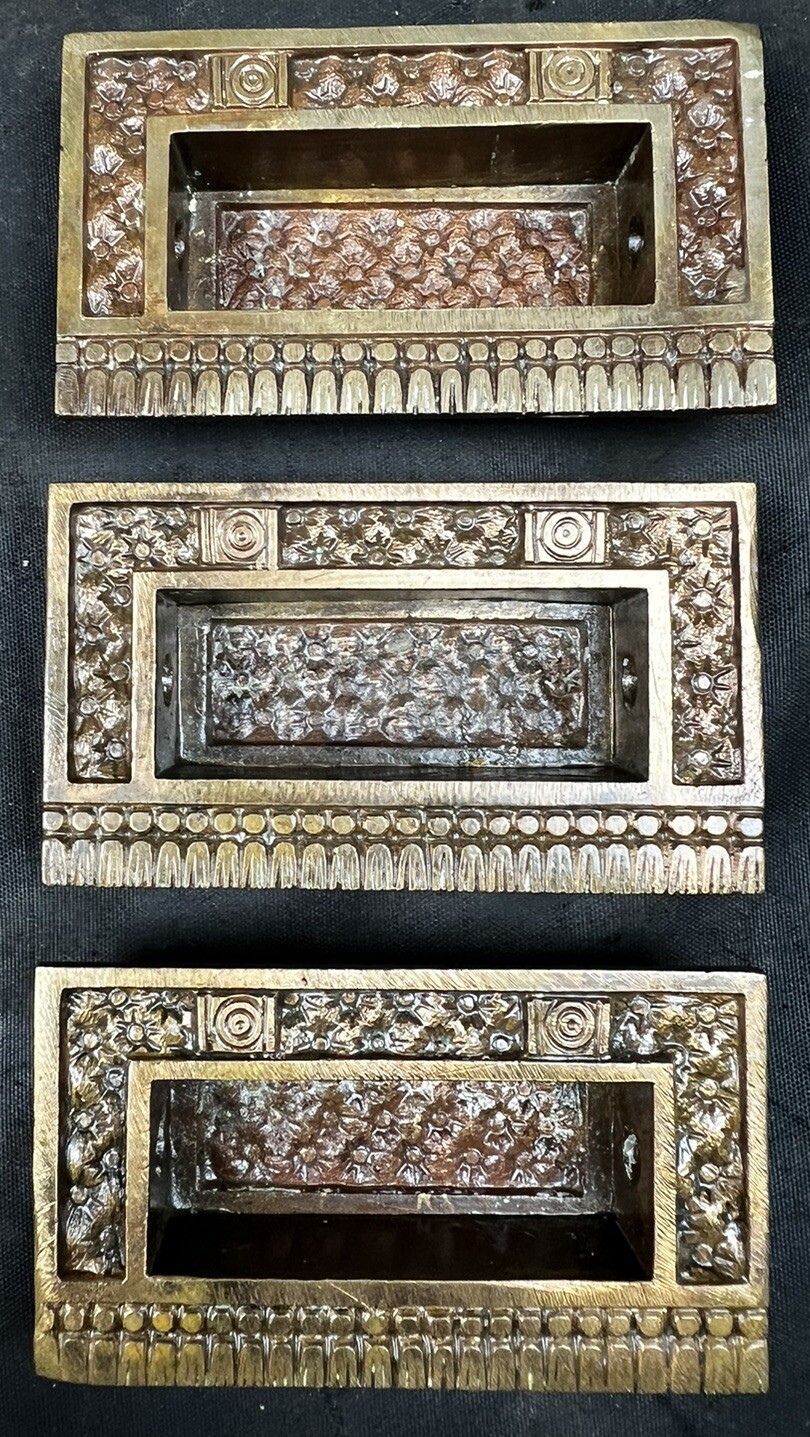 Set Of 3 Bronze Corbin Cushion Window Sash Pulls 1886 In 1895 Catalog D-11900