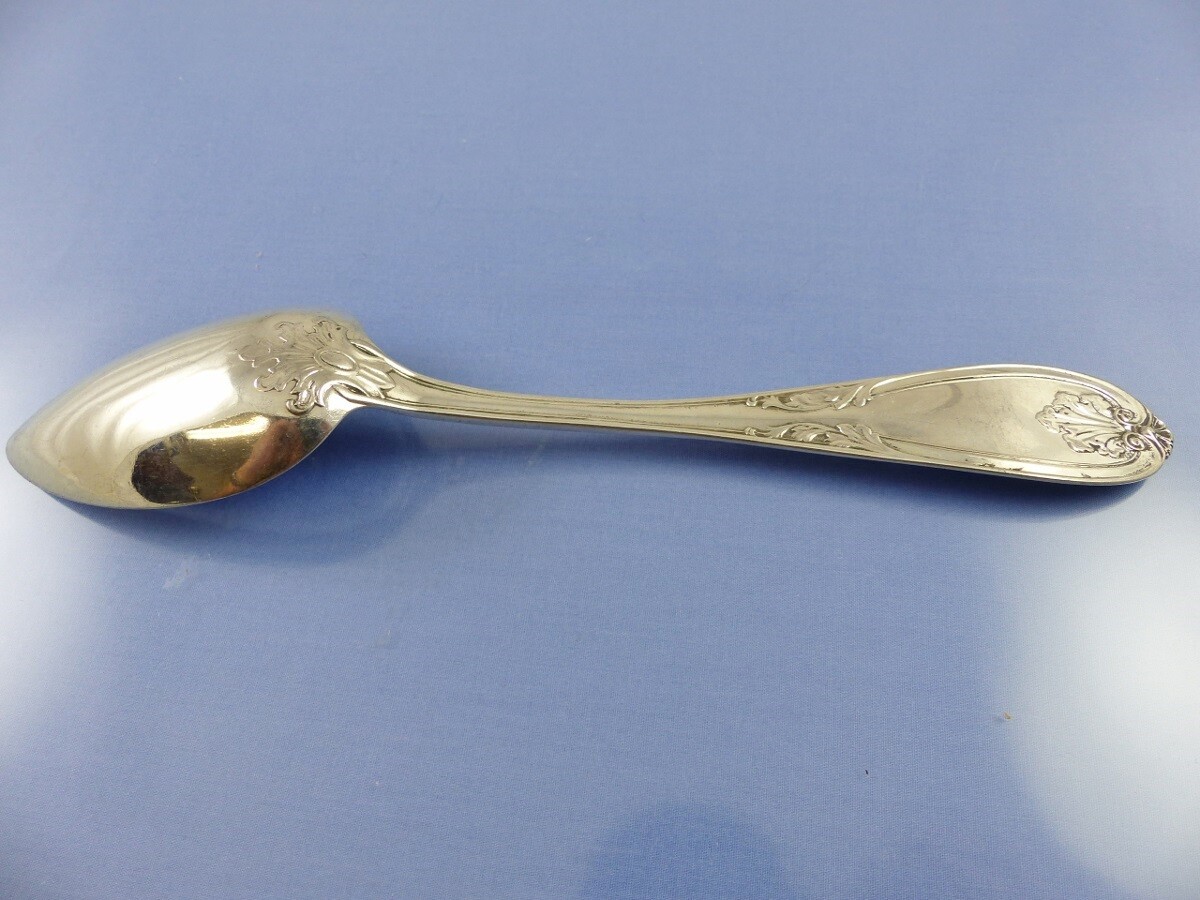 SCROLL PATTERN TABLE SERVING SPOON S D BROWER & SON Coin or 925 STERLING