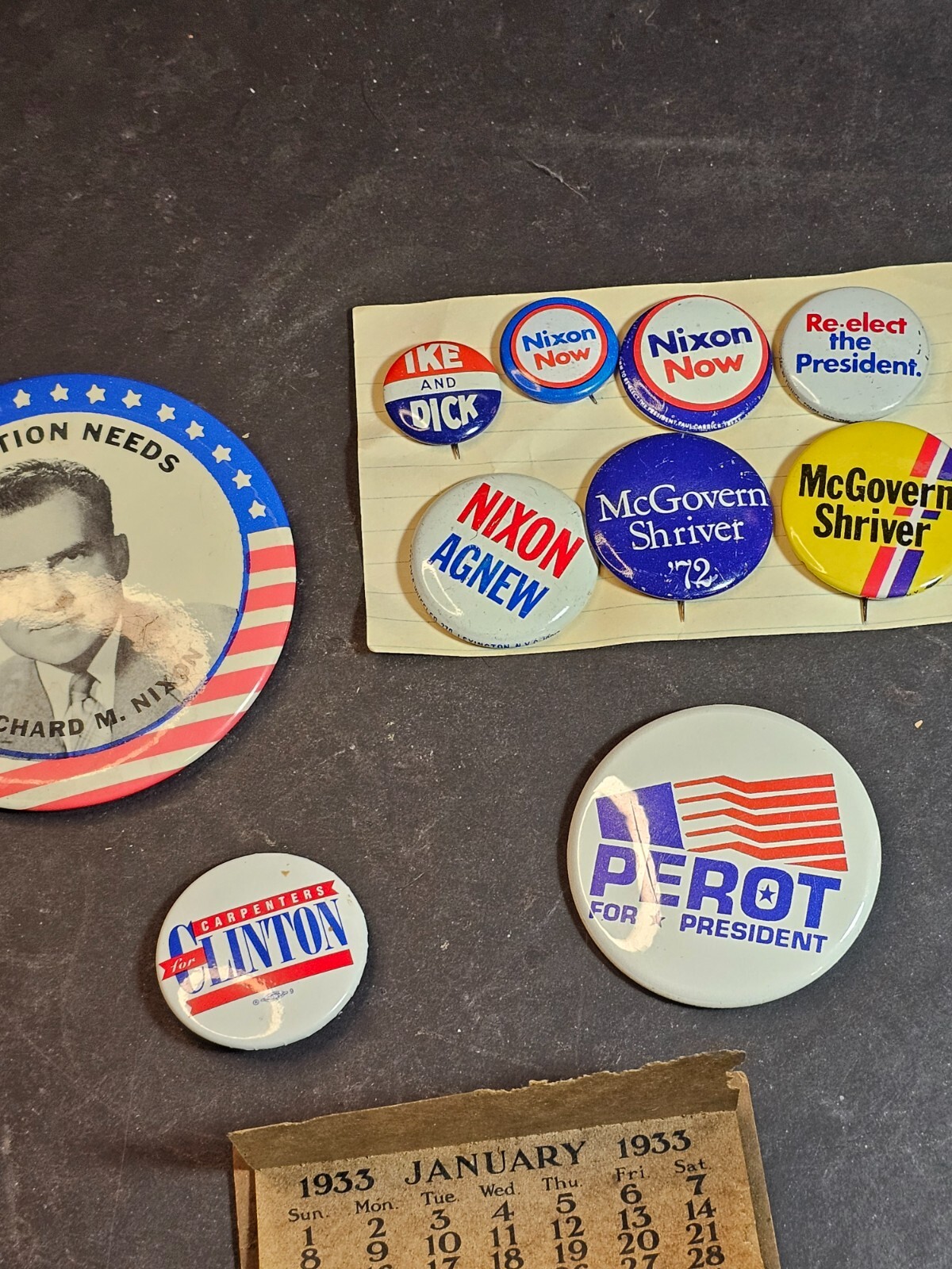 Collection of political buttons Nixon.perot,Ike.and Dick