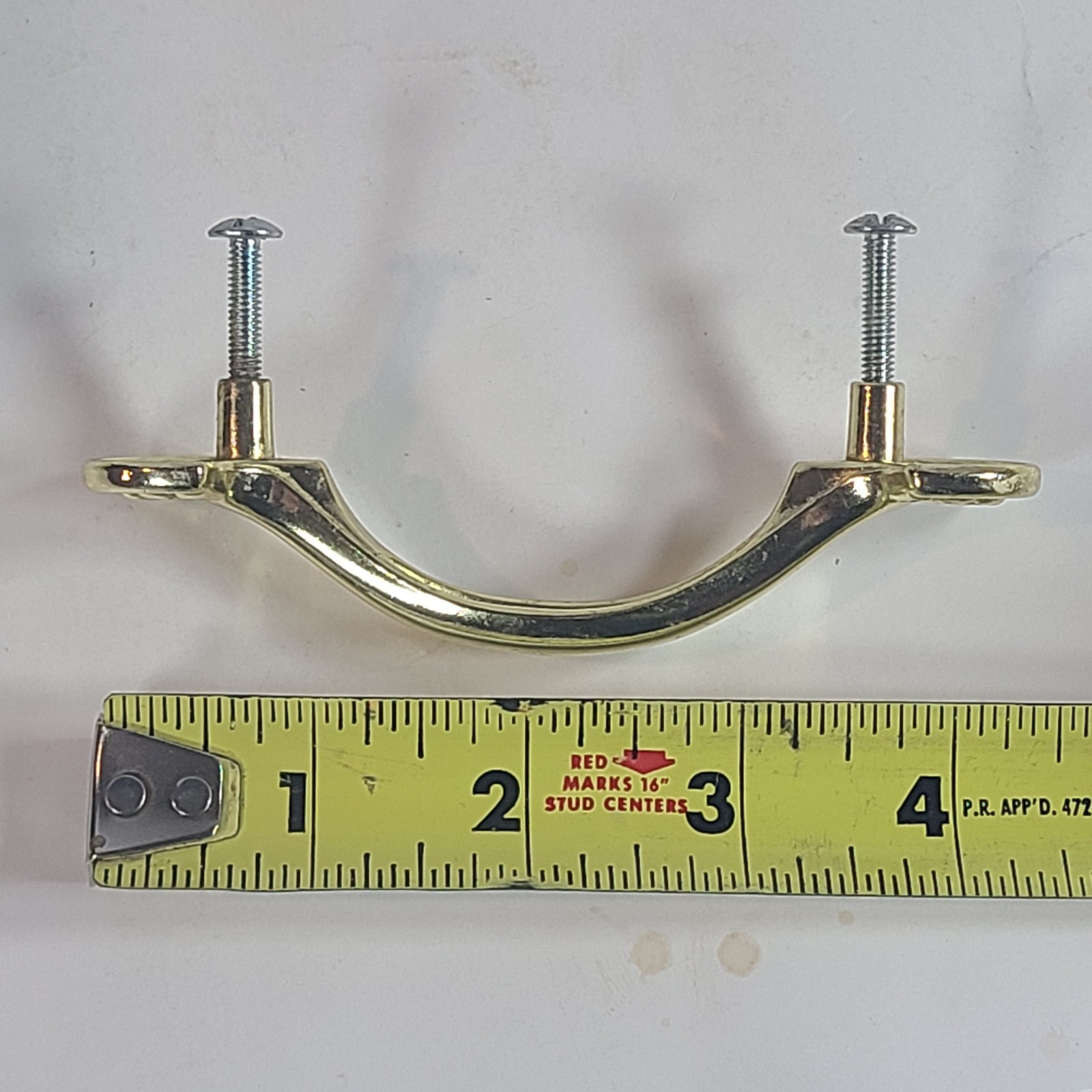 Vintage Solid Brass Cabinet Drawer Pull Handle Sea Shell Ends Hardware 4 1/2″