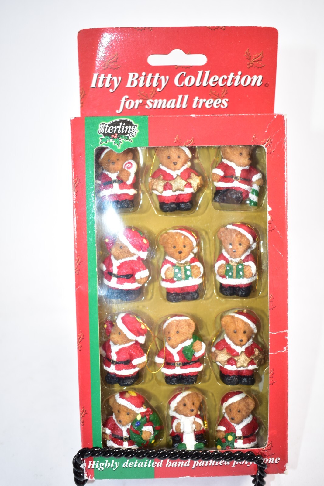 STERLING ITTY BITTY COLLECTION FOR SMALL TREES BEARS DRESSED AS SANTA SET OF 12
