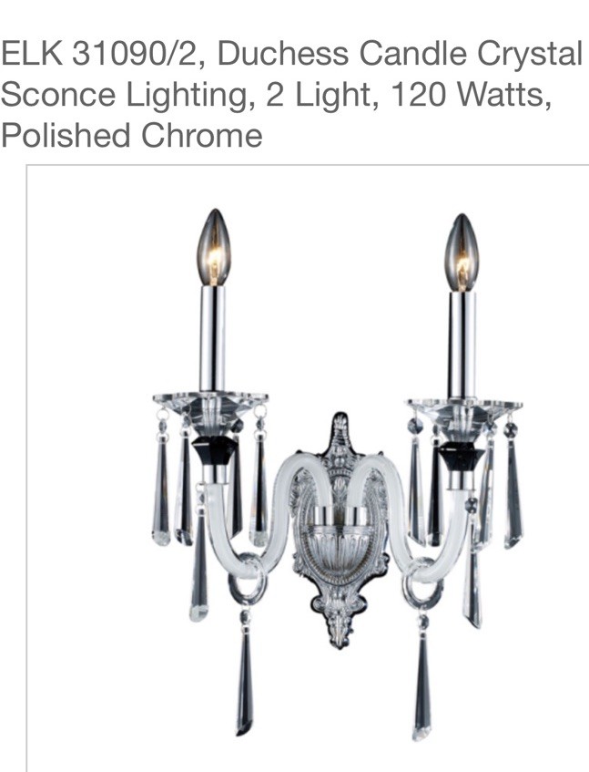 ELK Lighting Creativity, Item 31090/2, Duchess Candle Crystal Wall Sconce Light