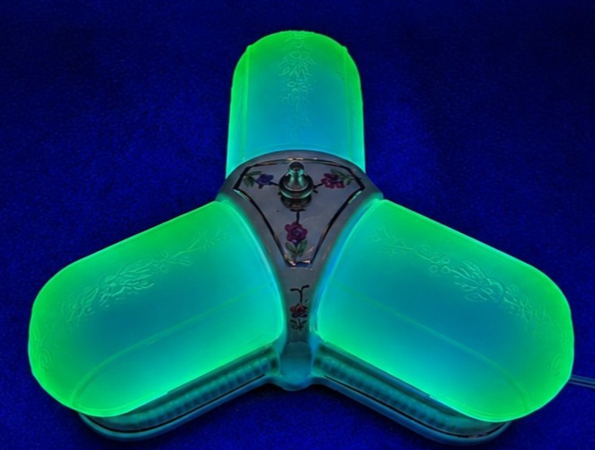 Restored PORCELIER Slip Shade 3-Bulb Porcelain Ceiling Light, Art Deco, 1930’s