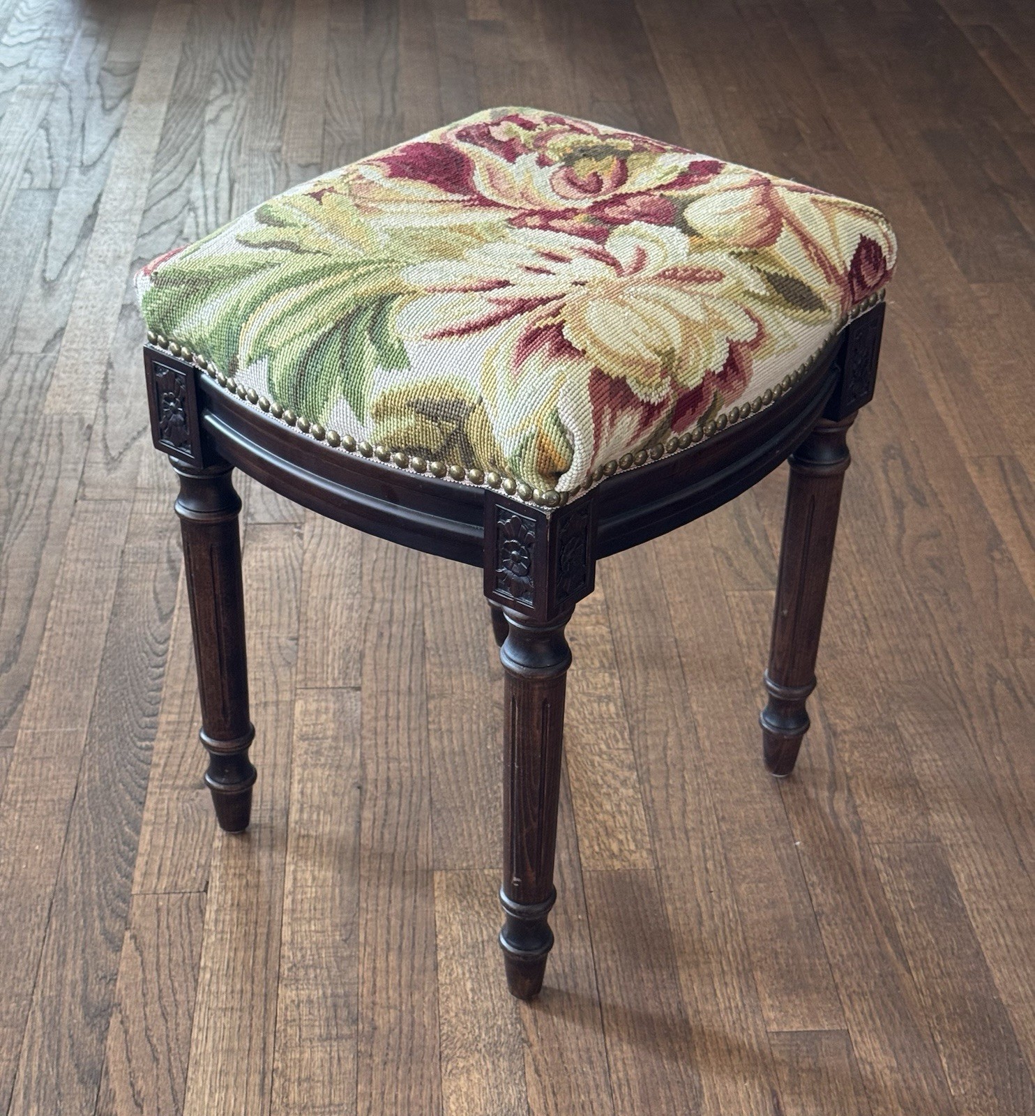 Vintage Louis XVI Style NeedlepointFootstool / Ottoman | Chairish