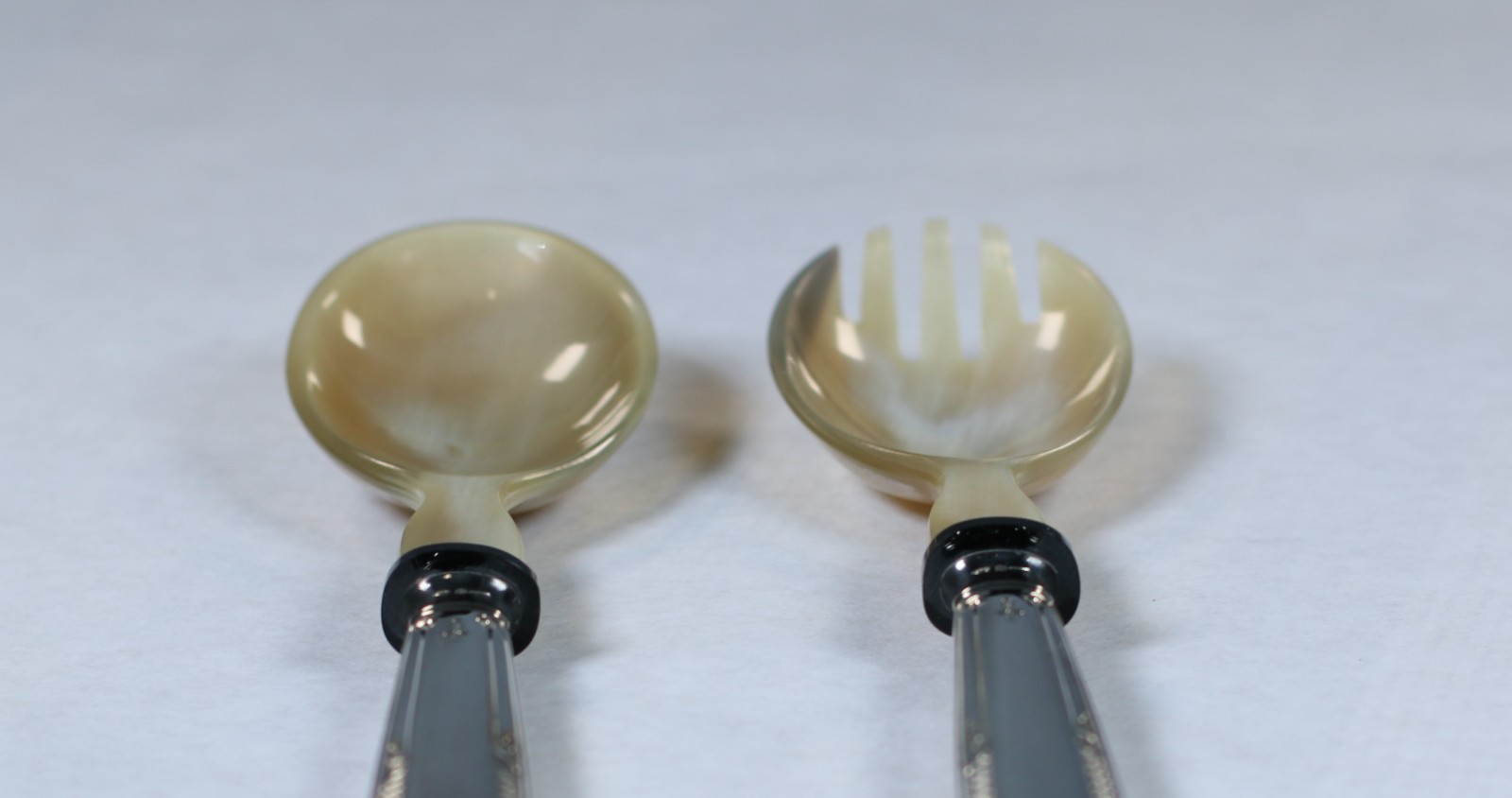 Salad Serving Set Spoon Fork Italian 800 Silver Handle Sheraton Brescia Vintage
