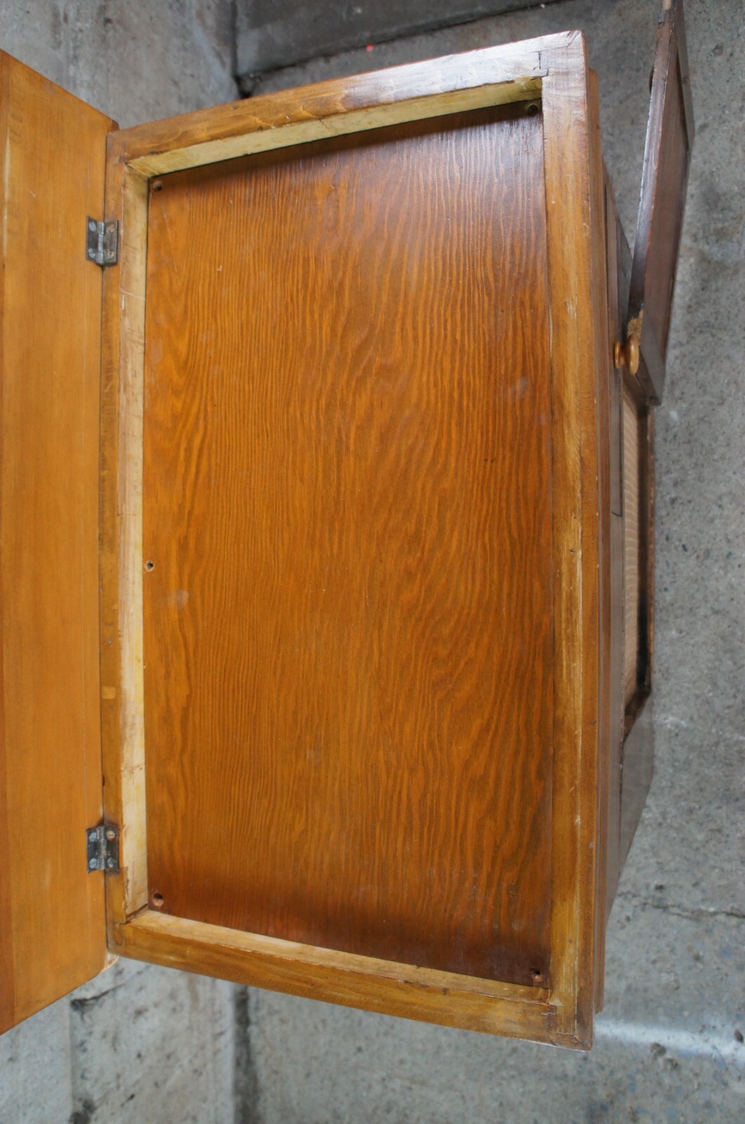 Early American Antique Pine Dough Box Bin Speaker Music Cabinet Trunk Chest