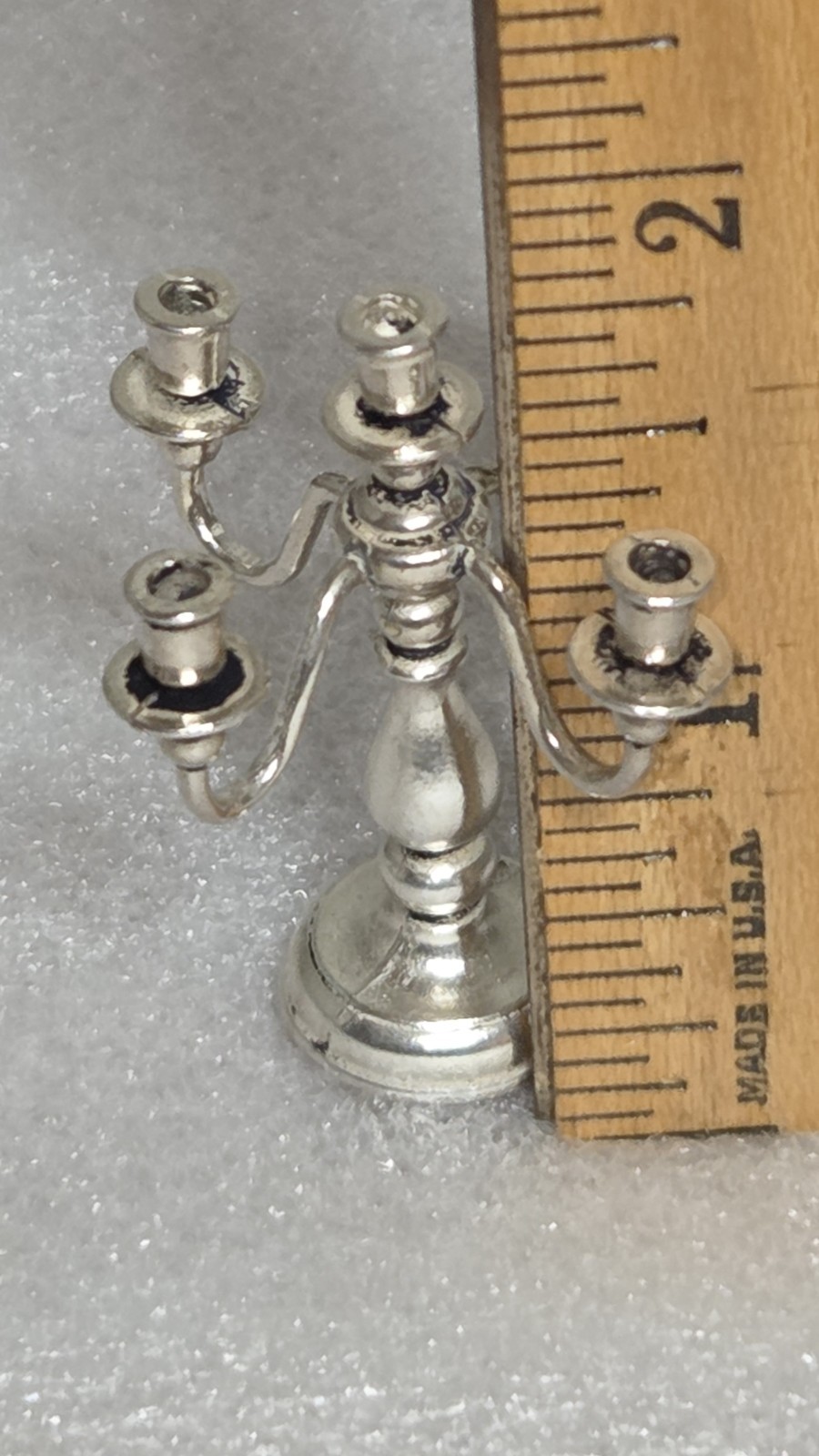 1- Vintage Miniature Sterling Silver 5 Candlestick Holder 1-5/8″ Tall.