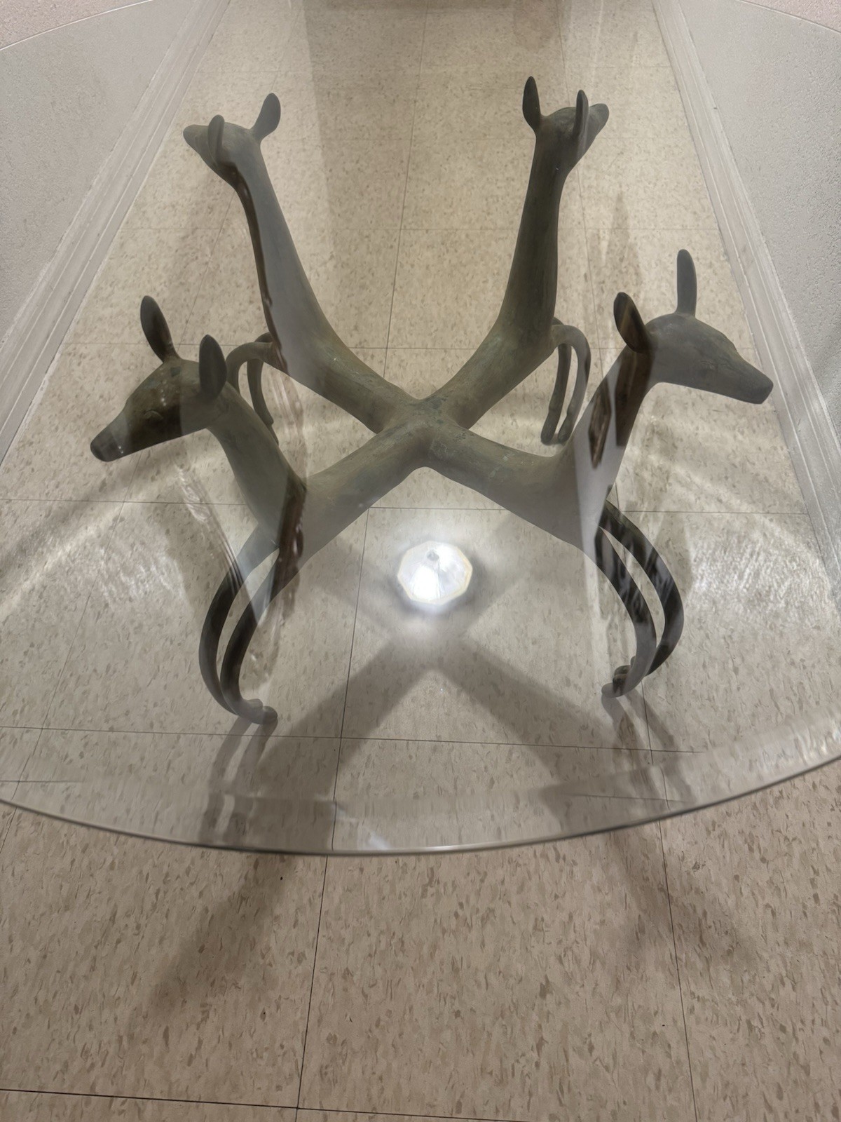 RARE EXQUISITE DEER FORM COFFEE TABLE IN ARMAND-ALBERT RATEAU STYLE