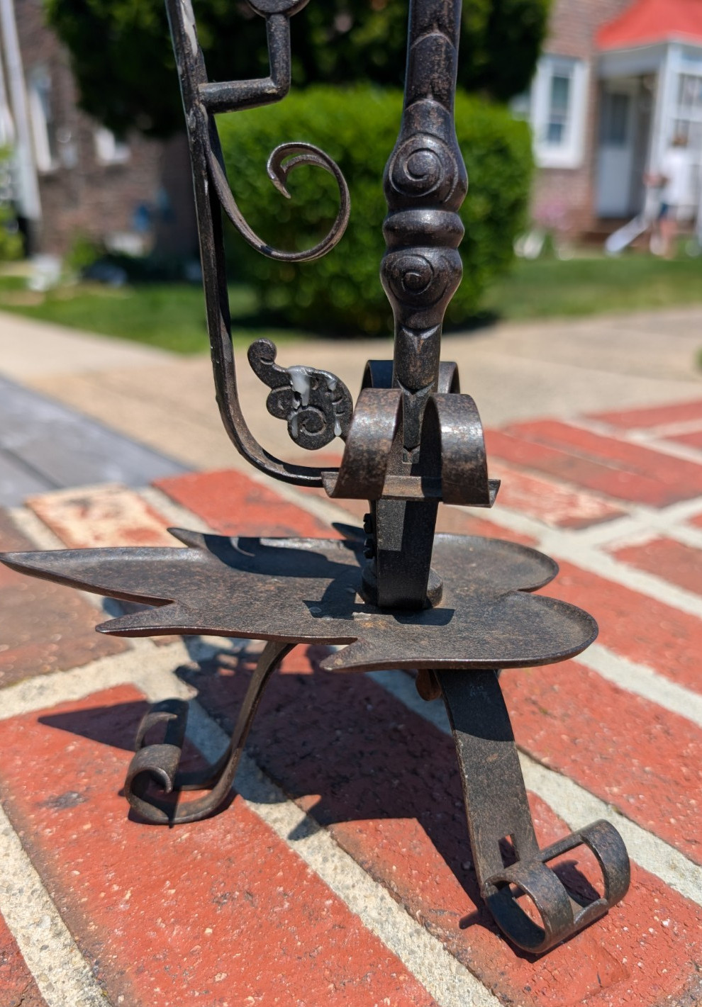 Exceptional Antique Wrought Iron Candlestick 12 1/2″ Alpine ? candle Holder