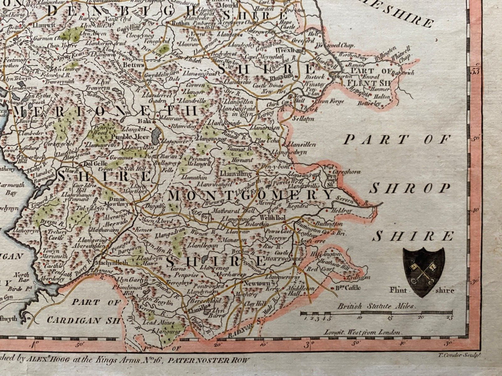 1784 Antique Map; North Wales