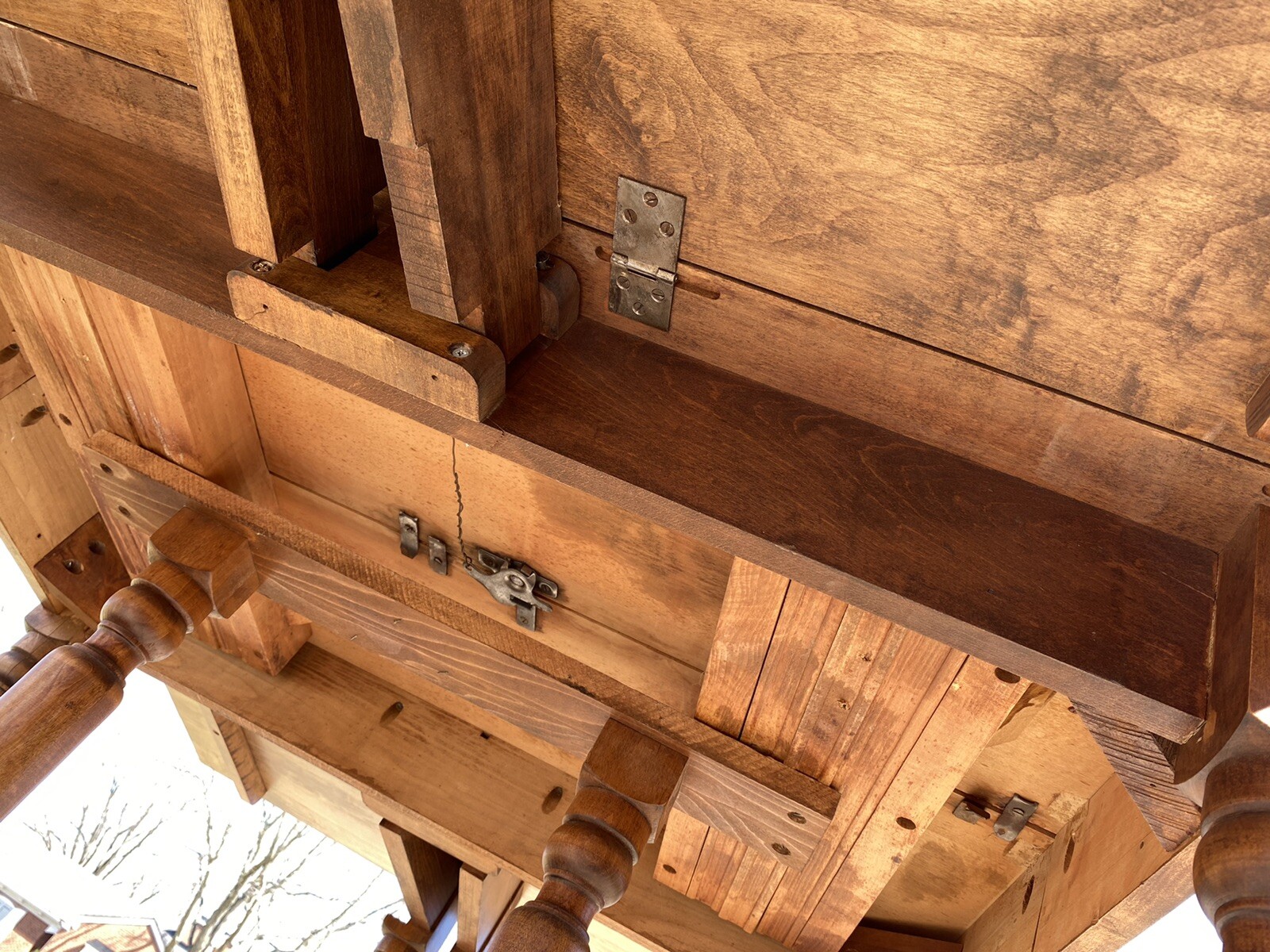 Antique Drop Leaf Gate 8 Leg Table Turned Legs Farmhouse Primitive Ash? Chestnut
