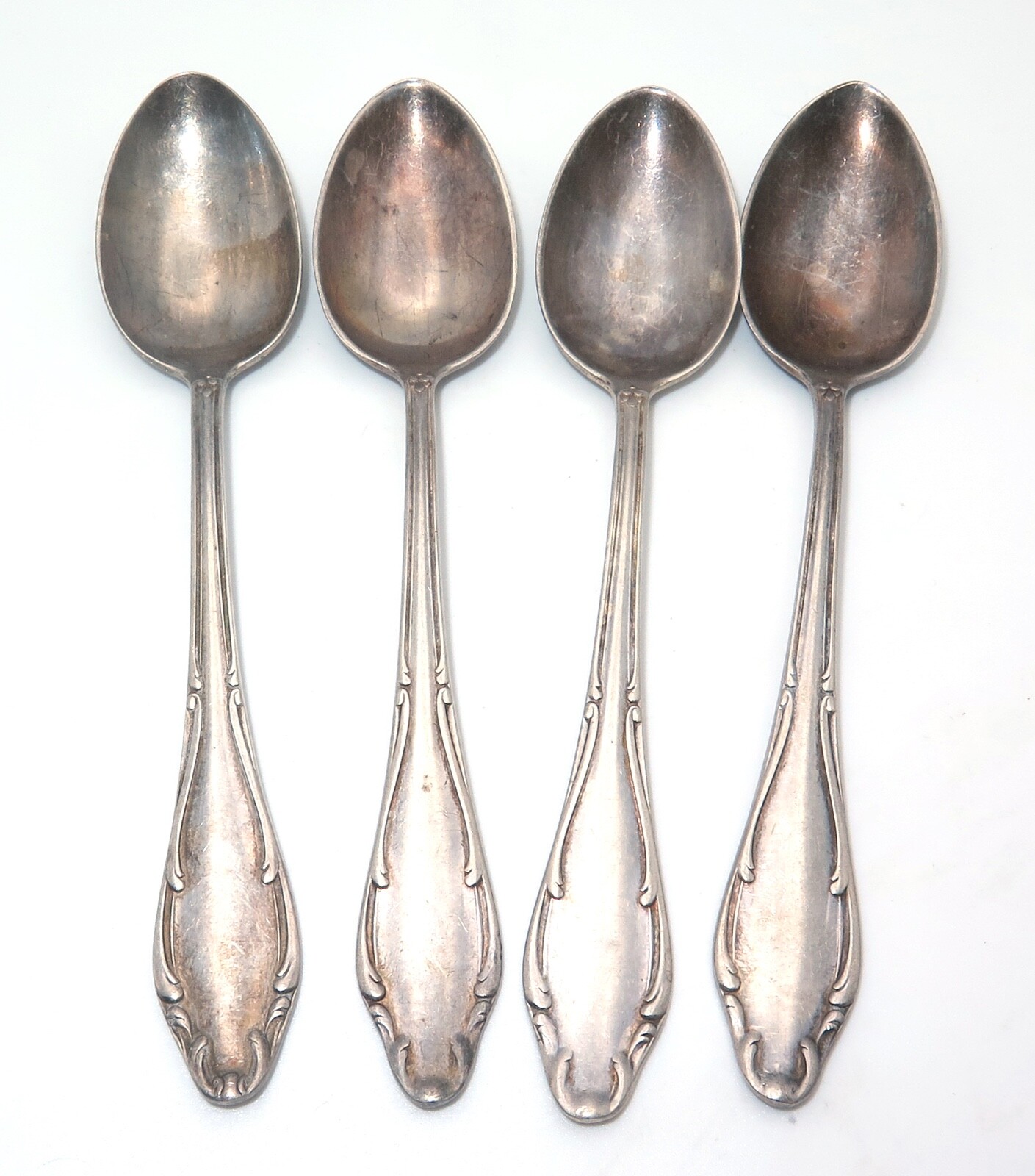 Vintage Nils Johan Swedish Nickel Silver Set 4 Tea Spoons 77g Scrap