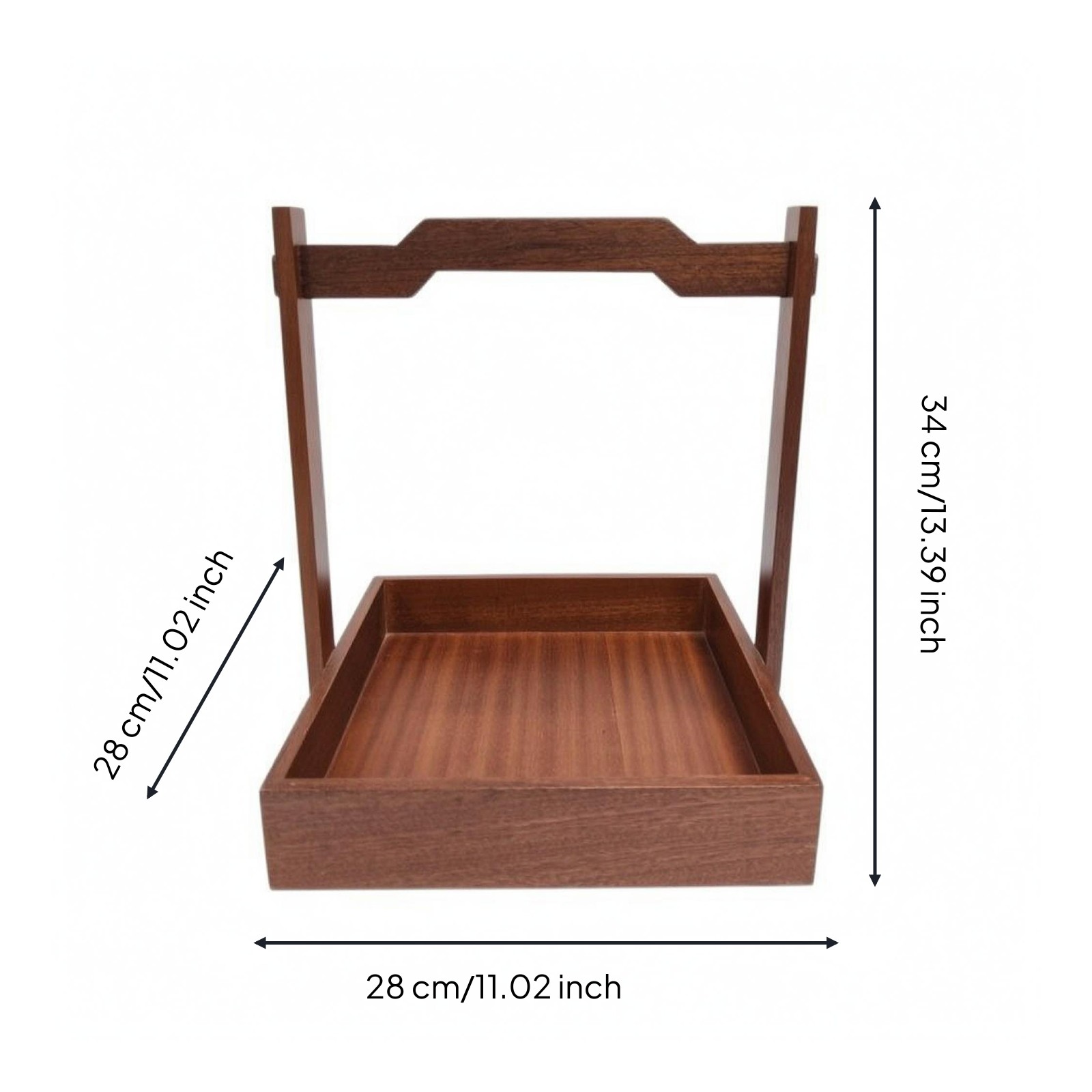 Wooden Hand-Carry Tray Single-Tier Tableware Flat Bottom