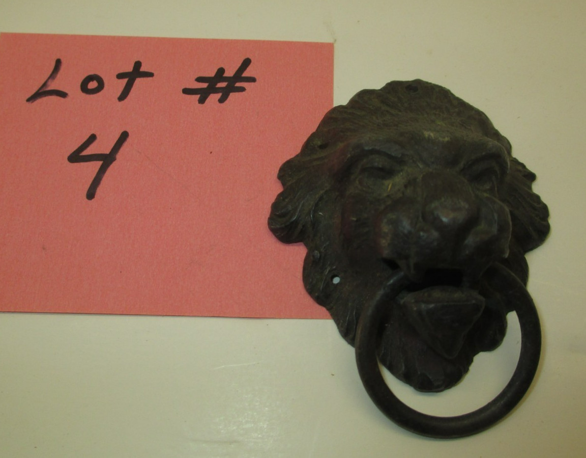 Antique Lion Head Cast Mantle Clock Decoration Or Drawer Pull Early