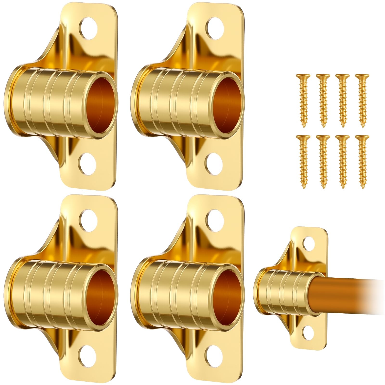 MorningRo 4 Pcs Outside Mount Curtain Rod about 1.38 x 0.75 inches, Gold