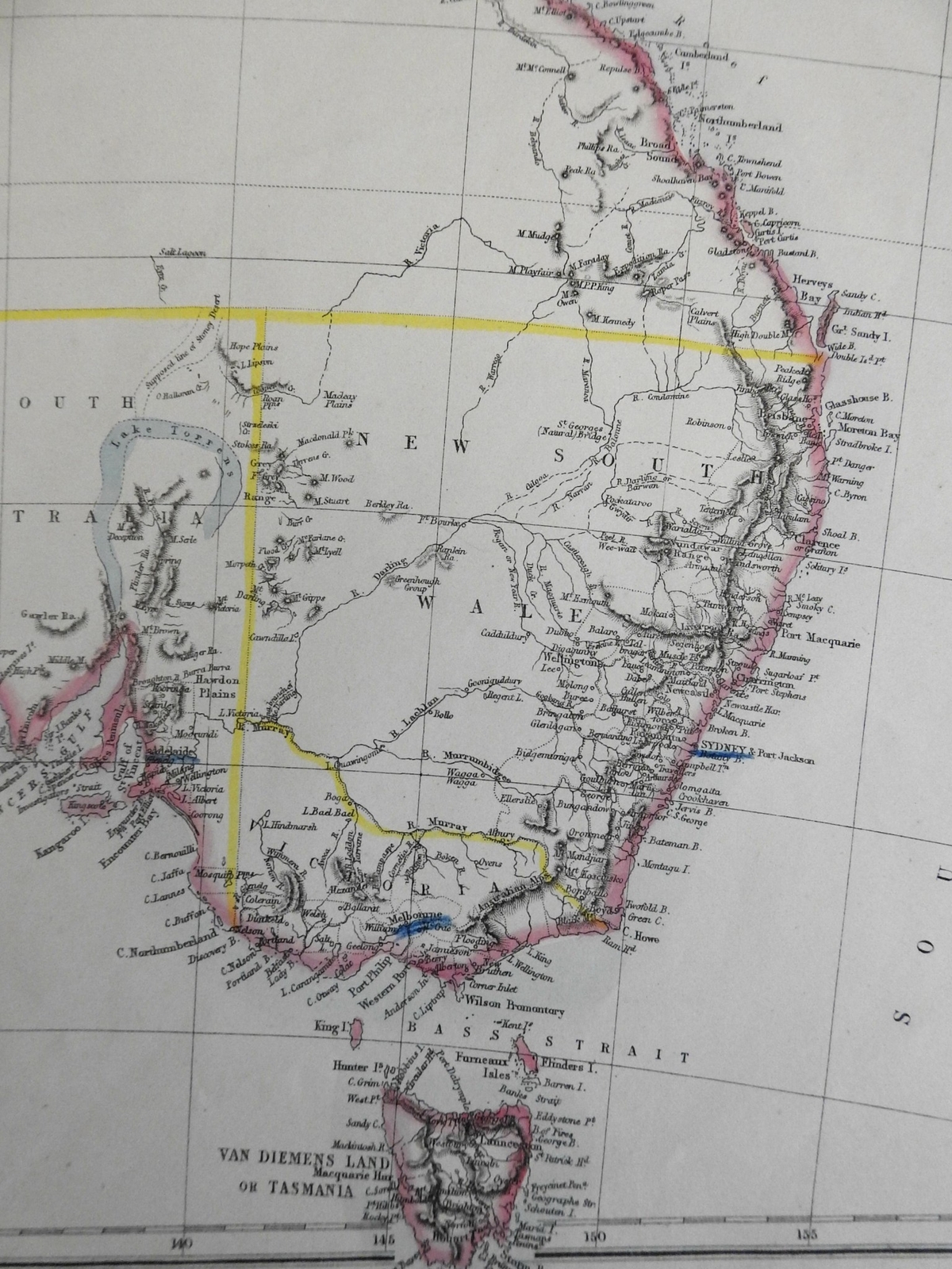 Australia continent 1857 Weller Weekly Dispatch large map Tooley Mapping #1316