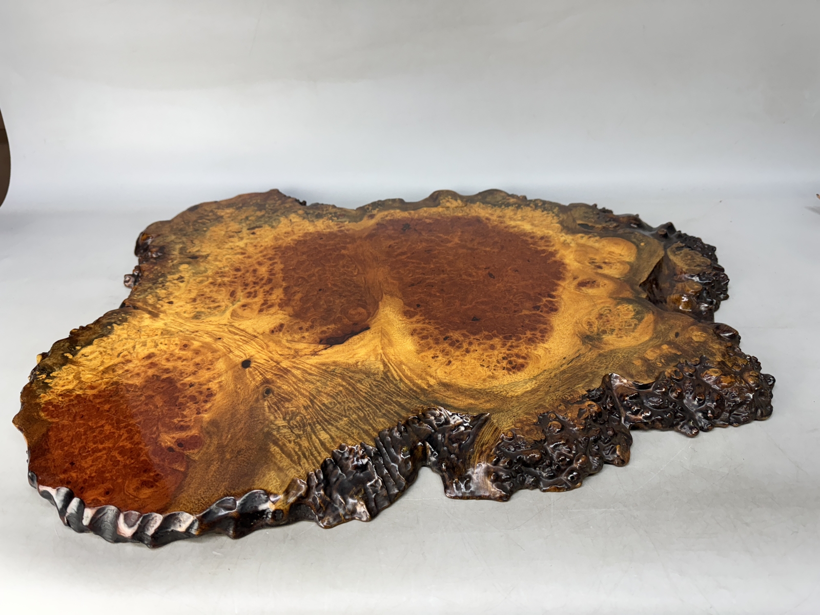 Y8613 FLOWER STAND Tamamoku wooden base plate Japan antique ikebana interior