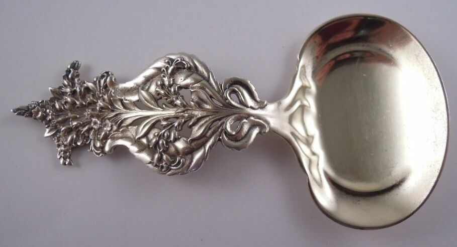 TIIFANY STERLING SILVER GILT FIGURAL BLOOMING FLOWER FLORAL BON BON NUT SPOON