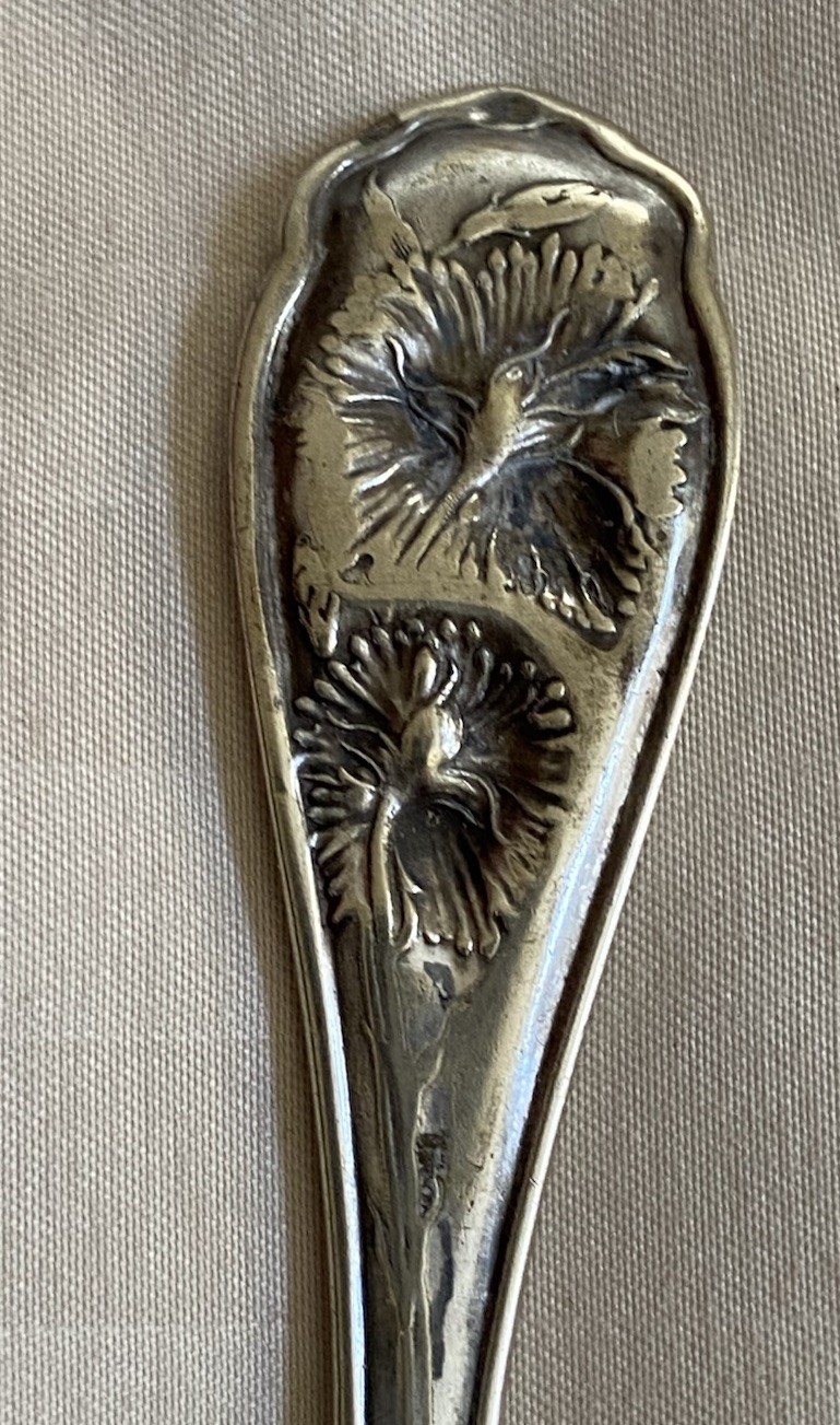WR Keystone Carnation Silverplate Serving/Dinner Spoon 0 Pat. Jan 14 1908