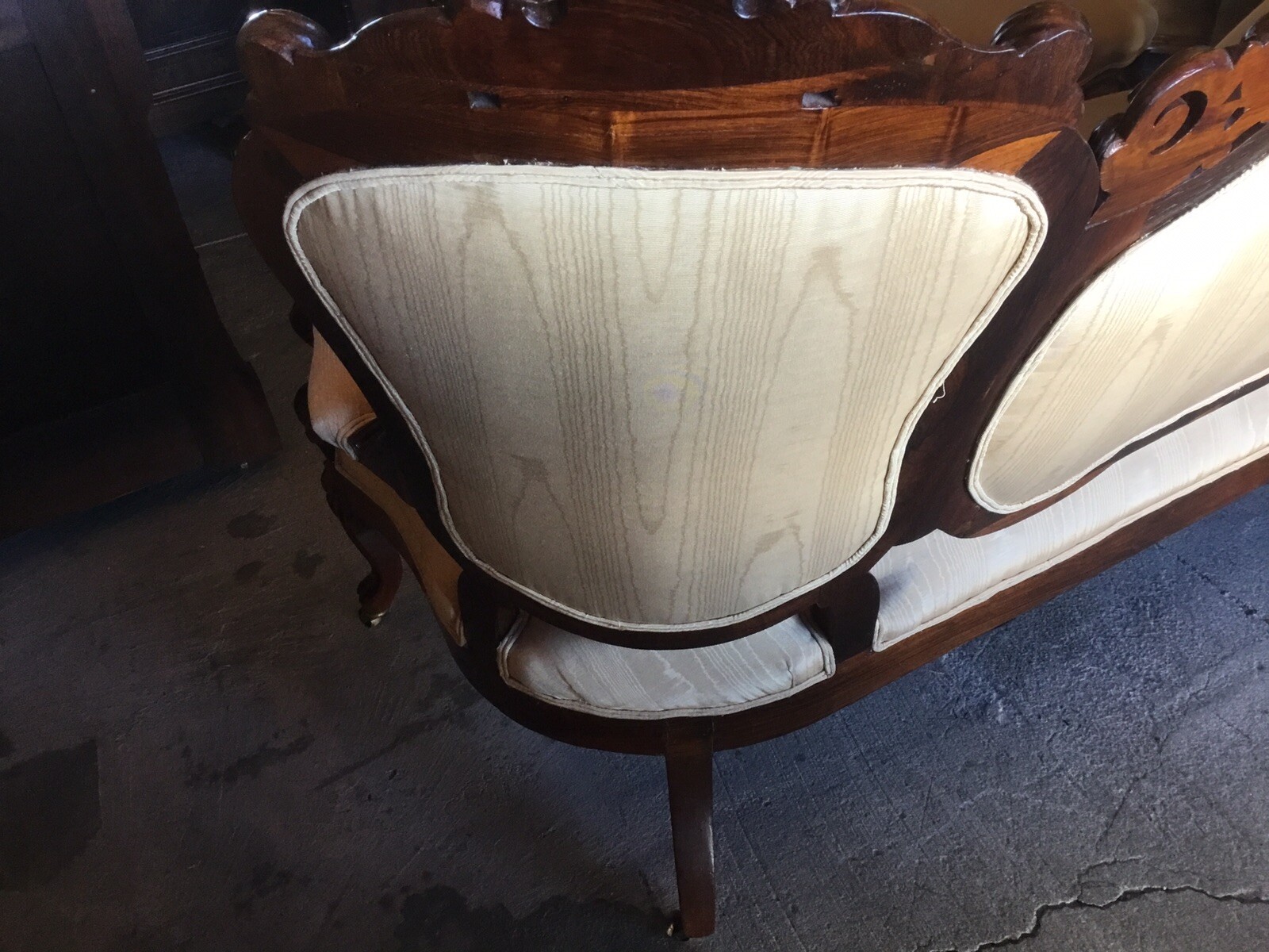 Antique 1860s Victorian Solid Roeswood Mirror Back Sofa and 3 Side Chairs. Wow!