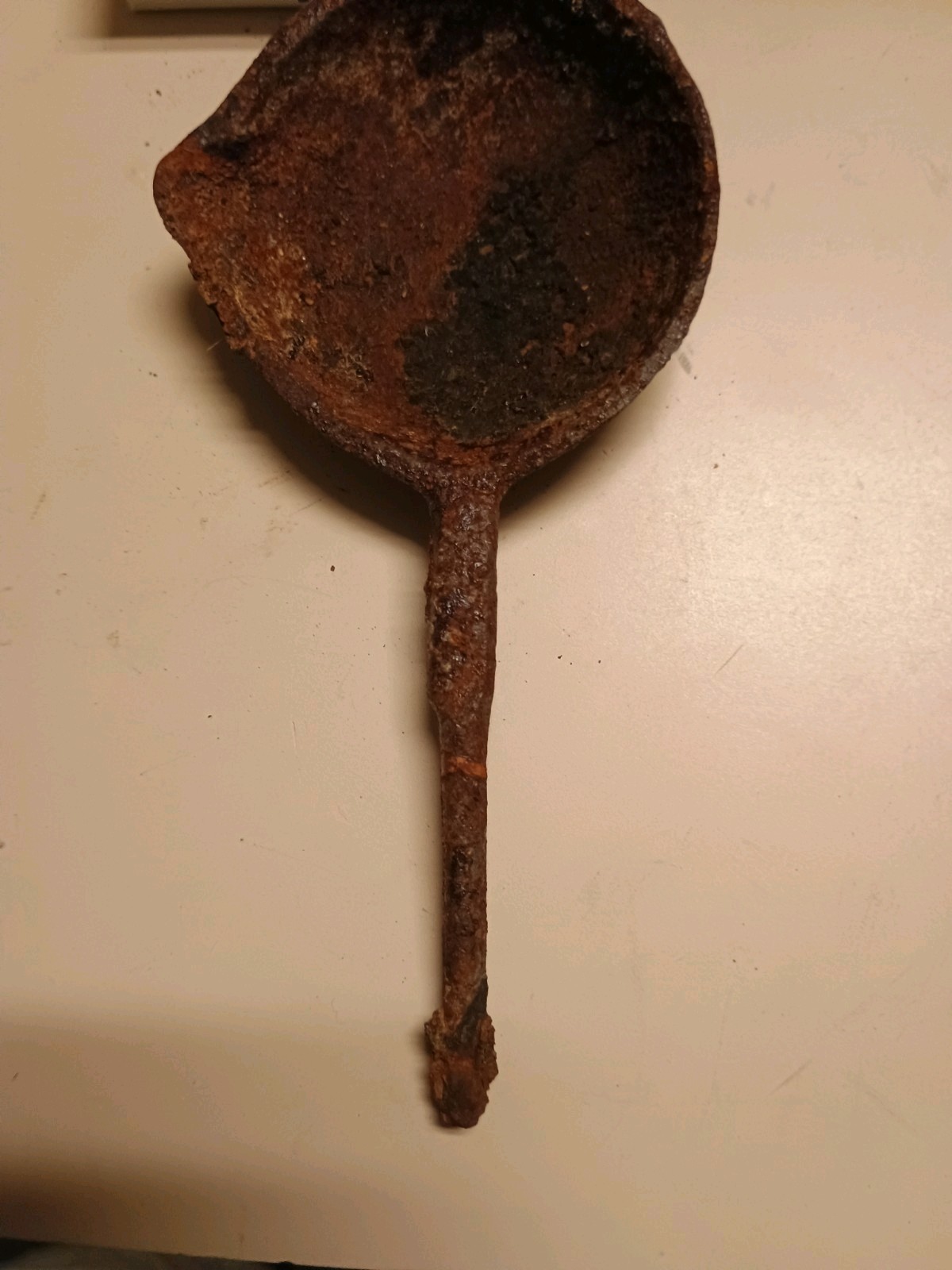 Large 6” WiDe Antique Primitive Handmade Forged Heavy Metal Ladle 13” Long