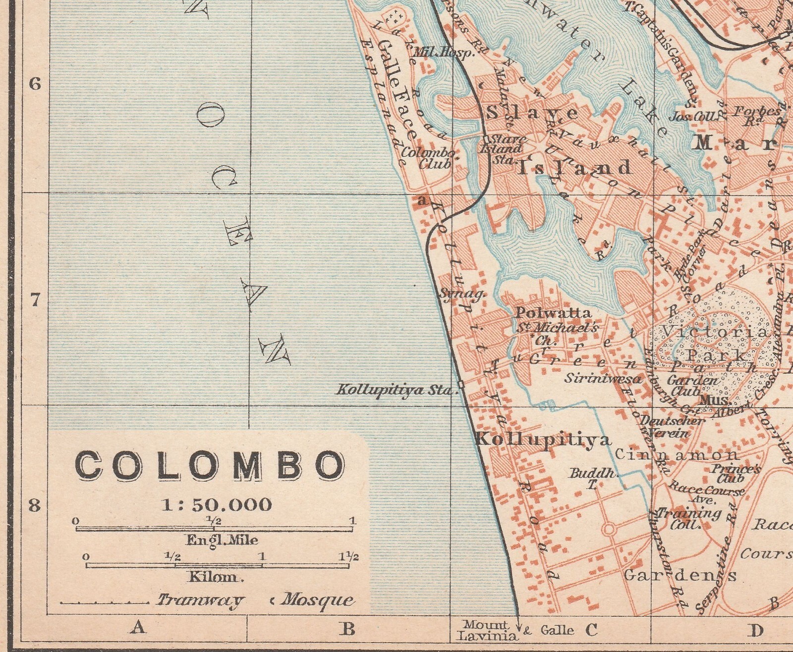COLOMBO 1914 SRI LANKA ANTIQUE ORIGINAL MAP CITY PLAN කොළඹ கொழும்பு