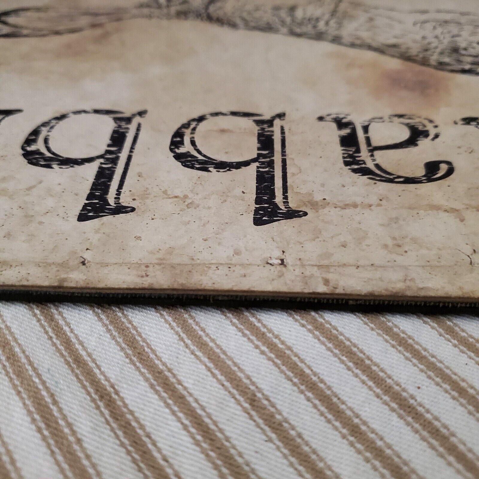 BEST PRIMITIVE VINTAGE FLASHCARD STYLE EASTER RABBIT BUNNY HANDCRAFT SIGN PLAQUE