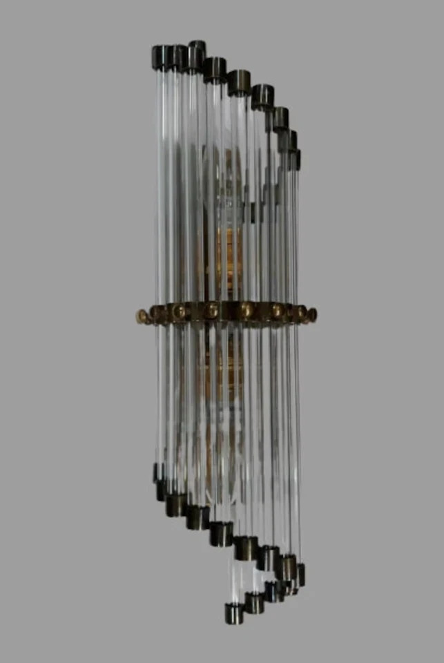 Skyscraper Vintage Art Deco Brass & Glass Rod Wall Sconce Light Fixture – 1 Pcs